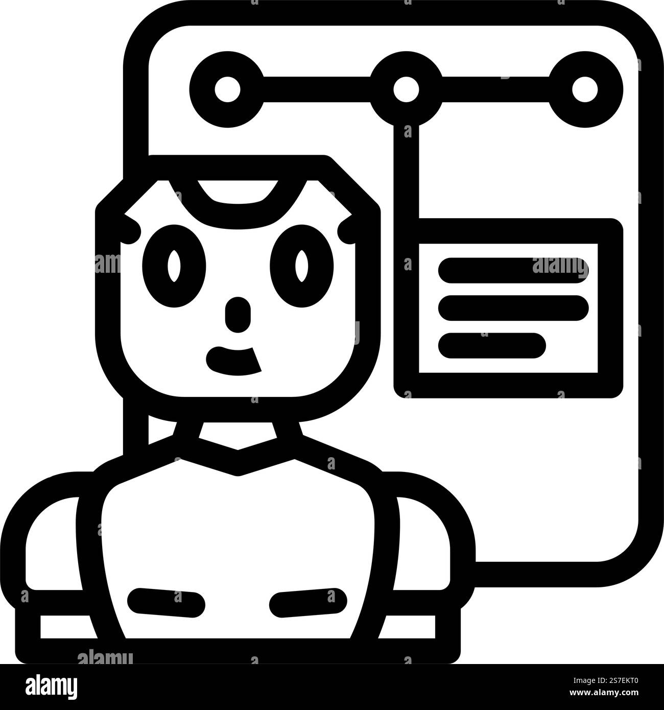 Support Chat Bot Line Symbolvektor. Support-Chat-Bot-Zeichen. Schwarze Abbildung des isolierten Kontursymbols. Support-Chat-Bot-Zeile-Symbol-Illustration Stock Vektor