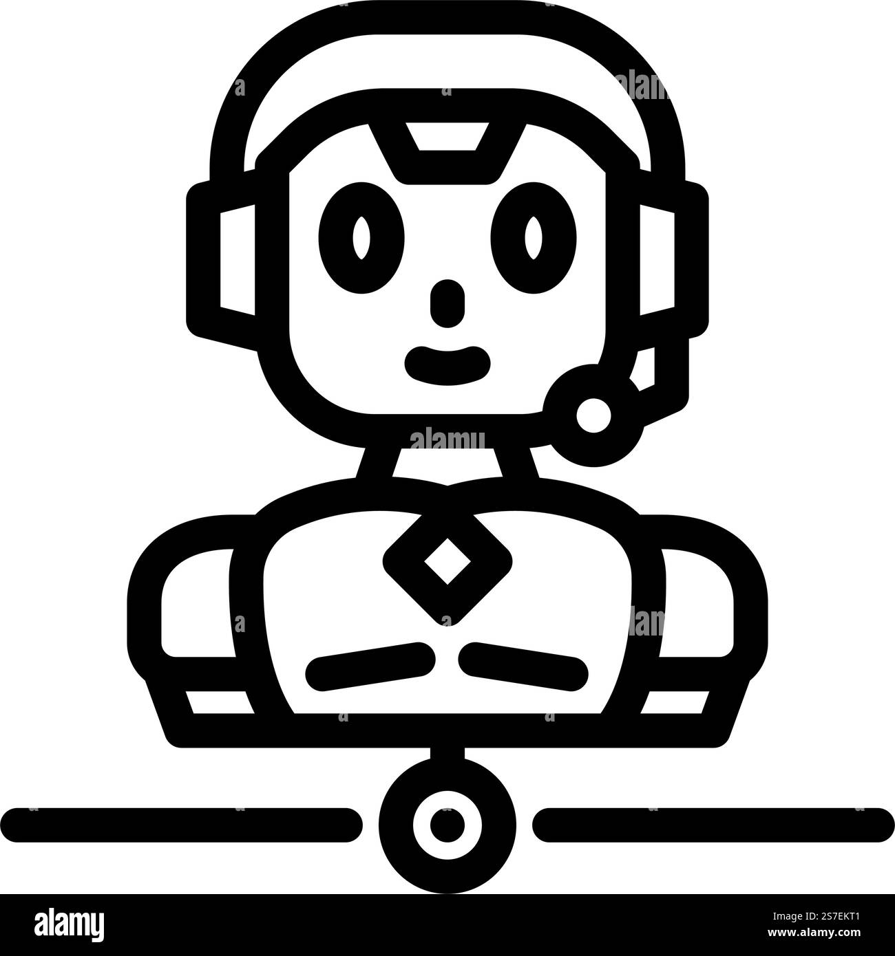 Kundenchat Bot Line-Symbolvektor. Kunden-Chat-Bot-Zeichen. Schwarze Abbildung des isolierten Kontursymbols. Kundenchat Bot-Zeile-Symbol-Vektor-Illustration Stock Vektor