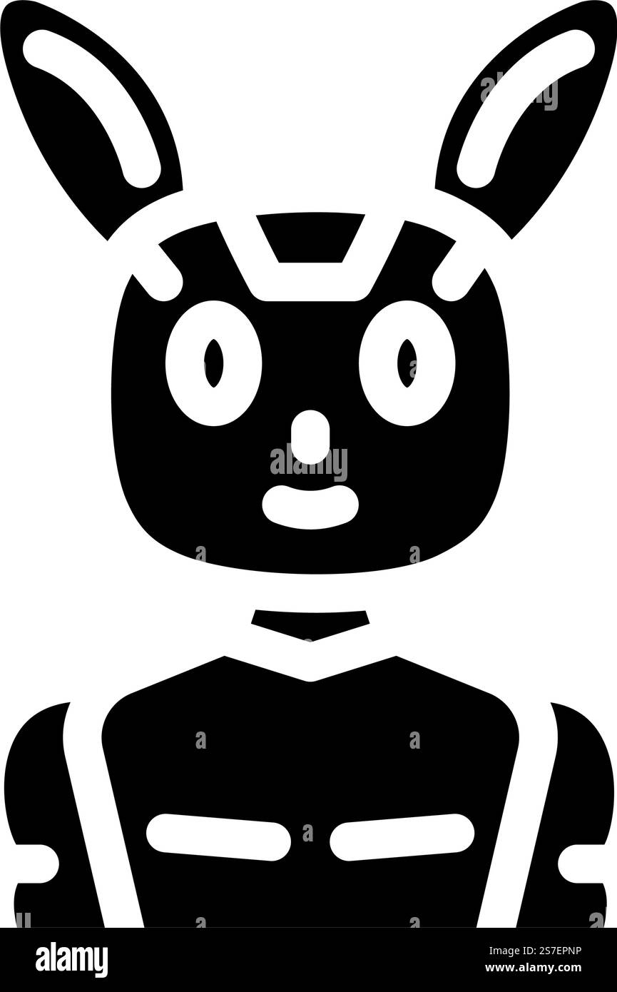 Charakter Chat Bot Glyph Symbol Vektor. Chatbot-Zeichen. Isolierte Symboldarstellung. Charakter Chat Bot Glyph Symbol Vektor Illustration Stock Vektor