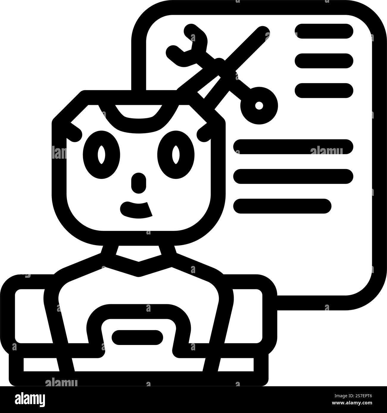 Service Chat Bot Line Icon Vektor. Service-Chat-Bot-Zeichen. Schwarze Abbildung des isolierten Kontursymbols. Illustration des Symbols für den Service-Chat Bot-Zeile Stock Vektor