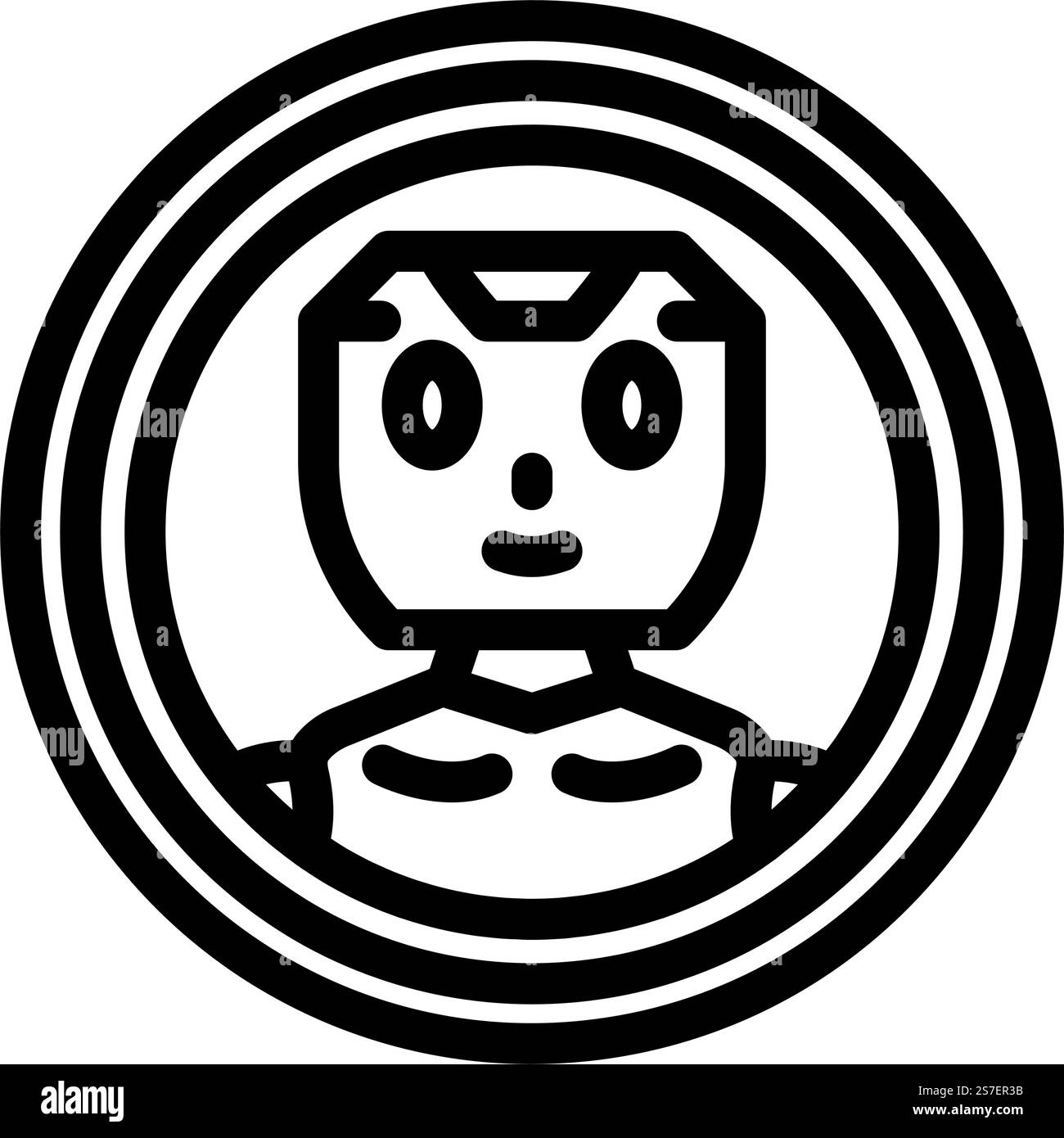 KI Chat Bot Line Icon Vektor. KI-Chat-Bot-Zeichen. Schwarze Abbildung des isolierten Kontursymbols. AI Chat Bot Line Symbol Vektor Illustration Stock Vektor