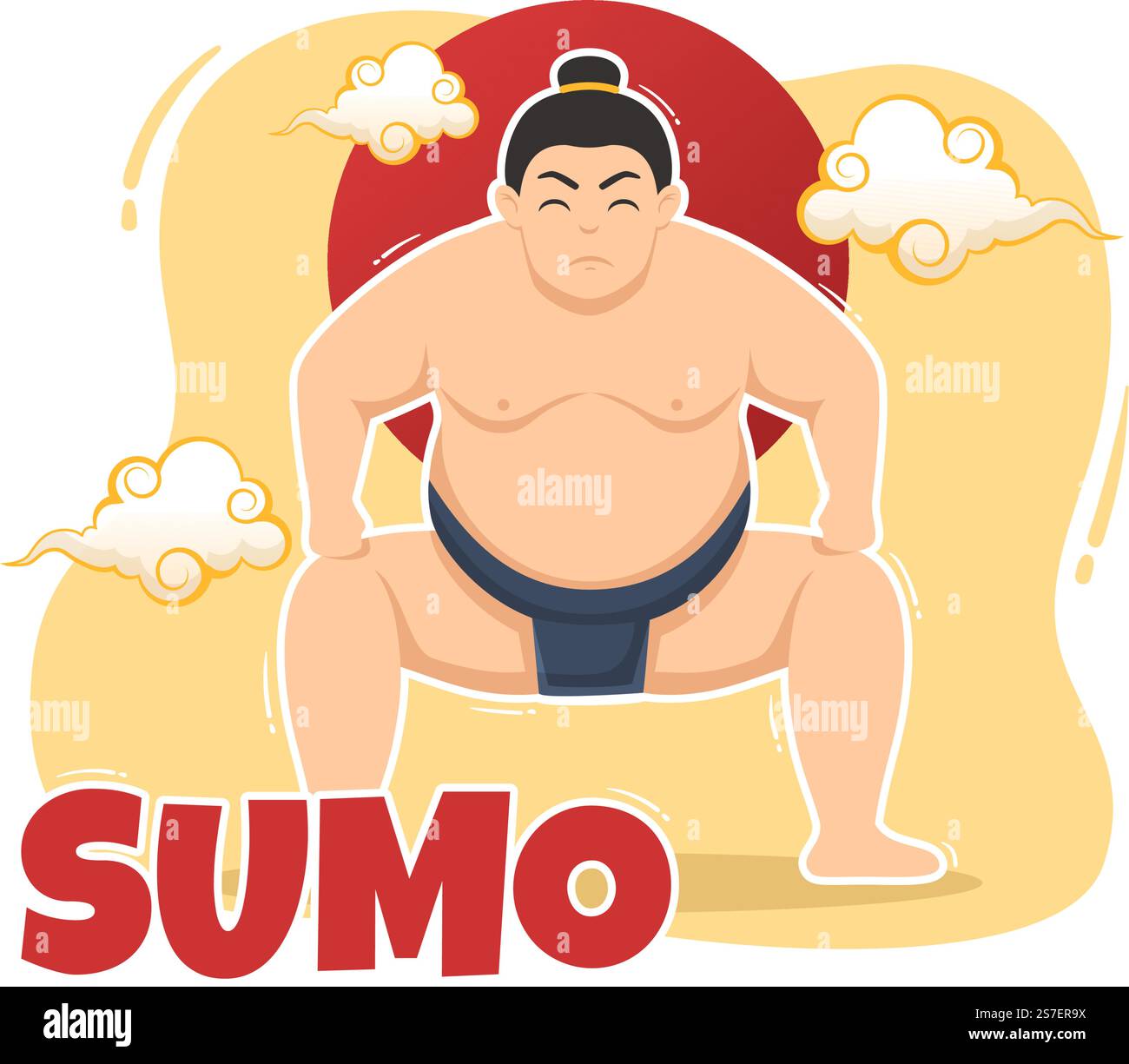 Sumo Wrestler Illustration mit Kampfsport gegen traditionelle japanische Kampfkunst und sportliche Aktivitäten in flachen, handgezeichneten Landing-Page-Vorlagen für Cartoons Stock Vektor