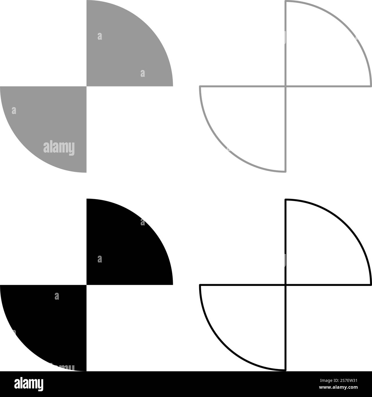 Teilkreis 1/2 2 zwei Satz Symbol Grau Schwarz Farbe Vektor Illustration Bild einfach ausgefüllt Kontur Linie dünn flach Stil. Teil Kreis 1/2 2 zwei Satz Symbol Grau Schwarz Farbe Vektor Illustration Bild Vollflächig füllen Kontur Linie dünn flach Stil Stock Vektor