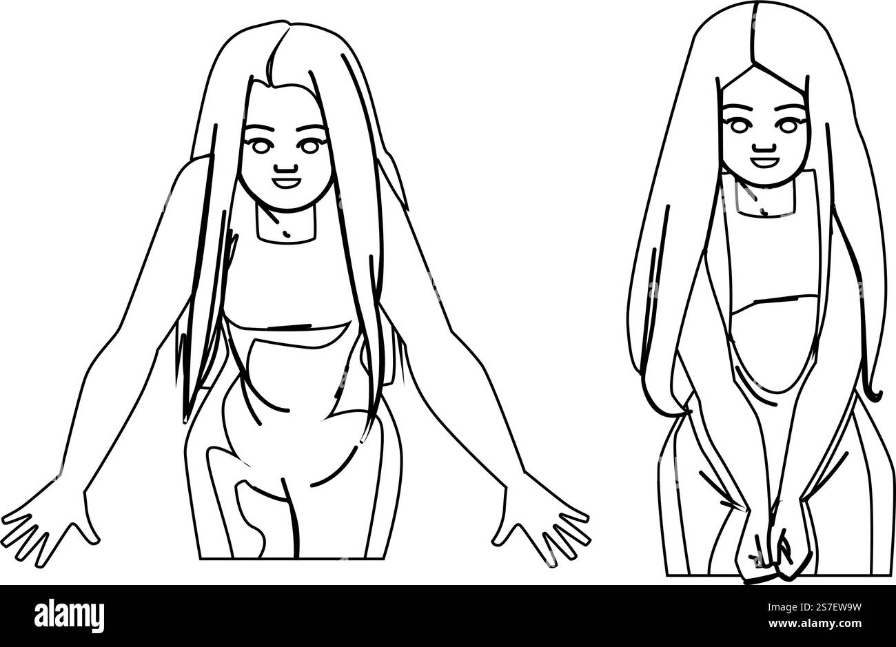 Haarverlängerungsvektor. Schönheitsfrisur, schöner Salon, blonde Mode, weibliche Natur, Stil Haarverlängerung Charakter. Abbildung der Menschen. Haarverlängerungsvektor Stock Vektor