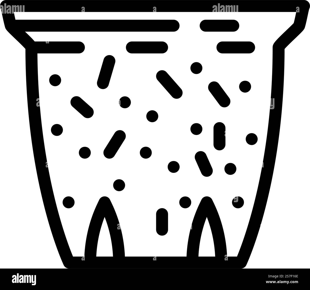 Papier Zellstoff Topf Garten Werkzeuglinie Symbolvektor. Schild mit Gartenwerkzeug aus Papiermasse. Schwarze Abbildung des isolierten Kontursymbols. Papier Zellstoff Topf Garten Werkzeuglinie Symbol Vektor Illustration Stock Vektor