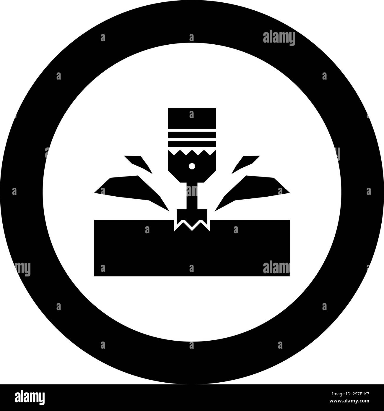 CNC-Fräsmaschine Material Metallbearbeitungsschneider Stößel Metallbearbeitung Industrie Drehmaschine Tauchgang Elektrowerkzeug Technologie Werkzeuge Schnitzen Späne Symbol im Kreis rund schwarz Farbe Vektor Illustration Bild solide Umrissstil einfach. CNC-Fräsmaschine Material Metallbearbeitungsschneider Stößel Metallbearbeitung Industrie Drehmaschine Tauchgang Elektrowerkzeug Technologie Werkzeuge Schnitzen Späne Symbol im Kreis rund schwarz Farbe Vektor Illustration Bild solide Umrissart Stock Vektor