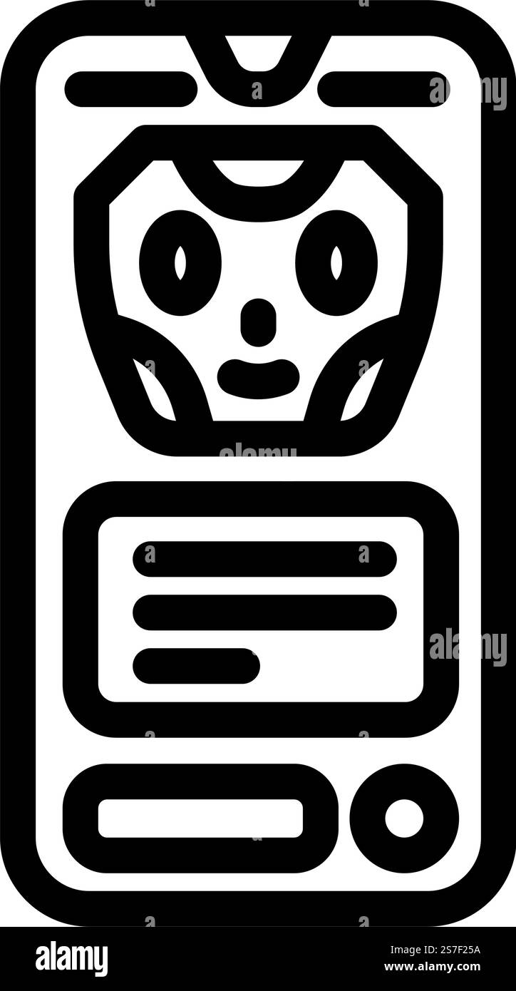 Nachrichtenchat Bot-Line-Symbolvektor. Nachricht Chat Bot-Zeichen. Schwarze Abbildung des isolierten Kontursymbols. Vektorgrafik für Nachrichtenchat Bot-Zeile Stock Vektor
