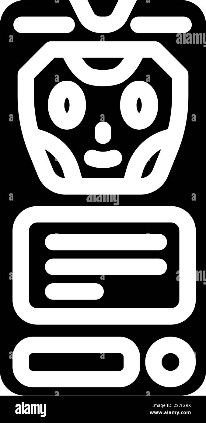 Glyph-Symbolvektor für Mobile-Chat-Bot. Bot-Zeichen für mobilen Chat. Isolierte Symboldarstellung. Mobile Chat Bot Glyph-Symbol-Vektor-Illustration Stock Vektor