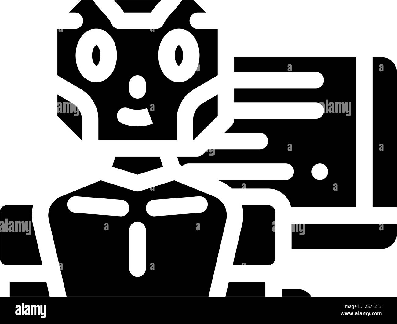 Roboter-Chat-Bot-Glyph-Symbolvektor. Roboter-Chat-Bot-Zeichen. Isolierte Symboldarstellung. Roboter-Chat-Bot-Glyph-Symbol-Vektor-Illustration Stock Vektor