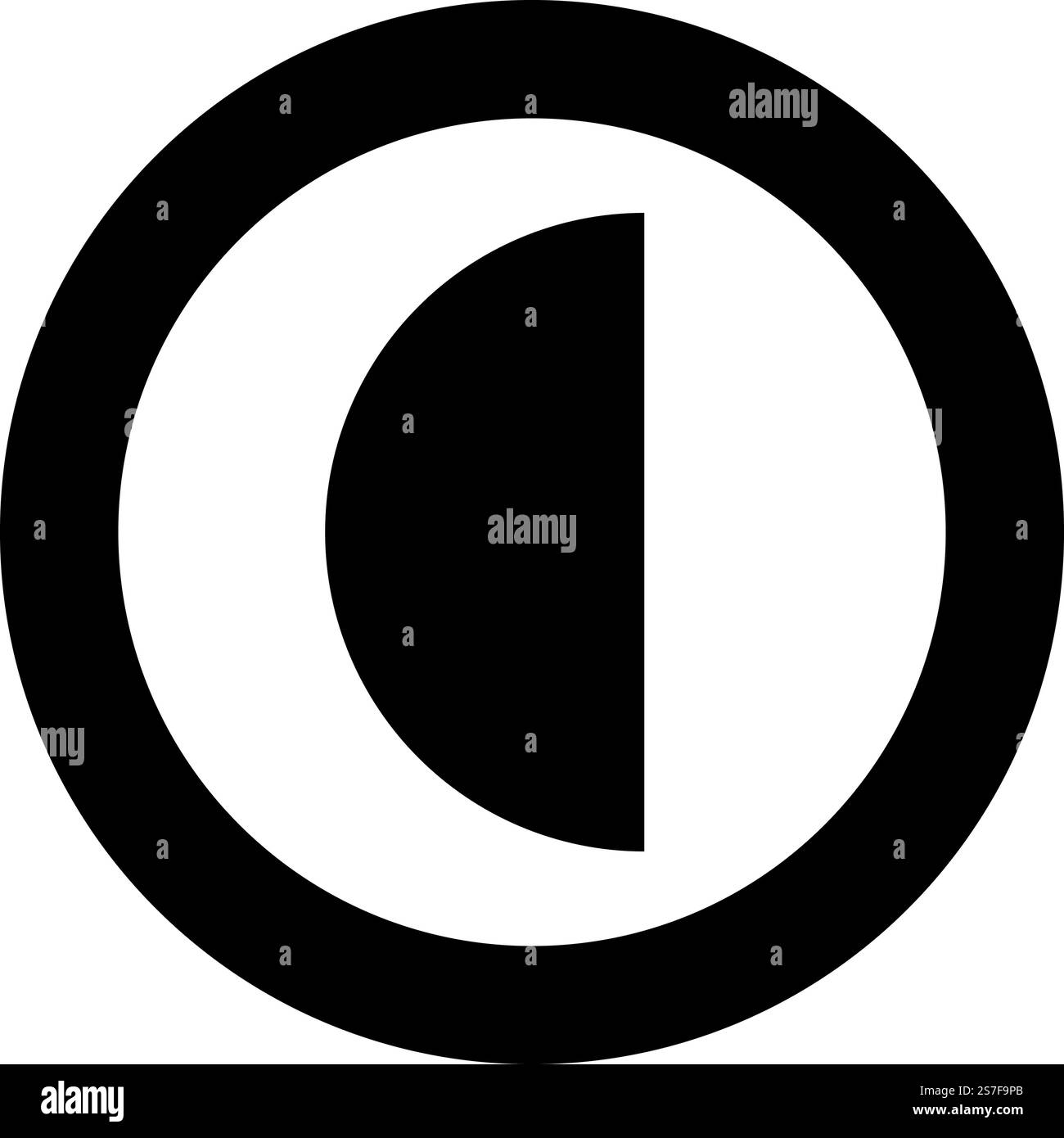 Teil Kreis 1/2 2 zwei Symbol im Kreis rund schwarz Farbe Vektor Illustration Bild einfarbig Umrissstil einfach. Teil Kreis 1/2 2 zwei Symbol im Kreis rund schwarz Vektor Illustration Bild durchgezogener Konturstil Stock Vektor