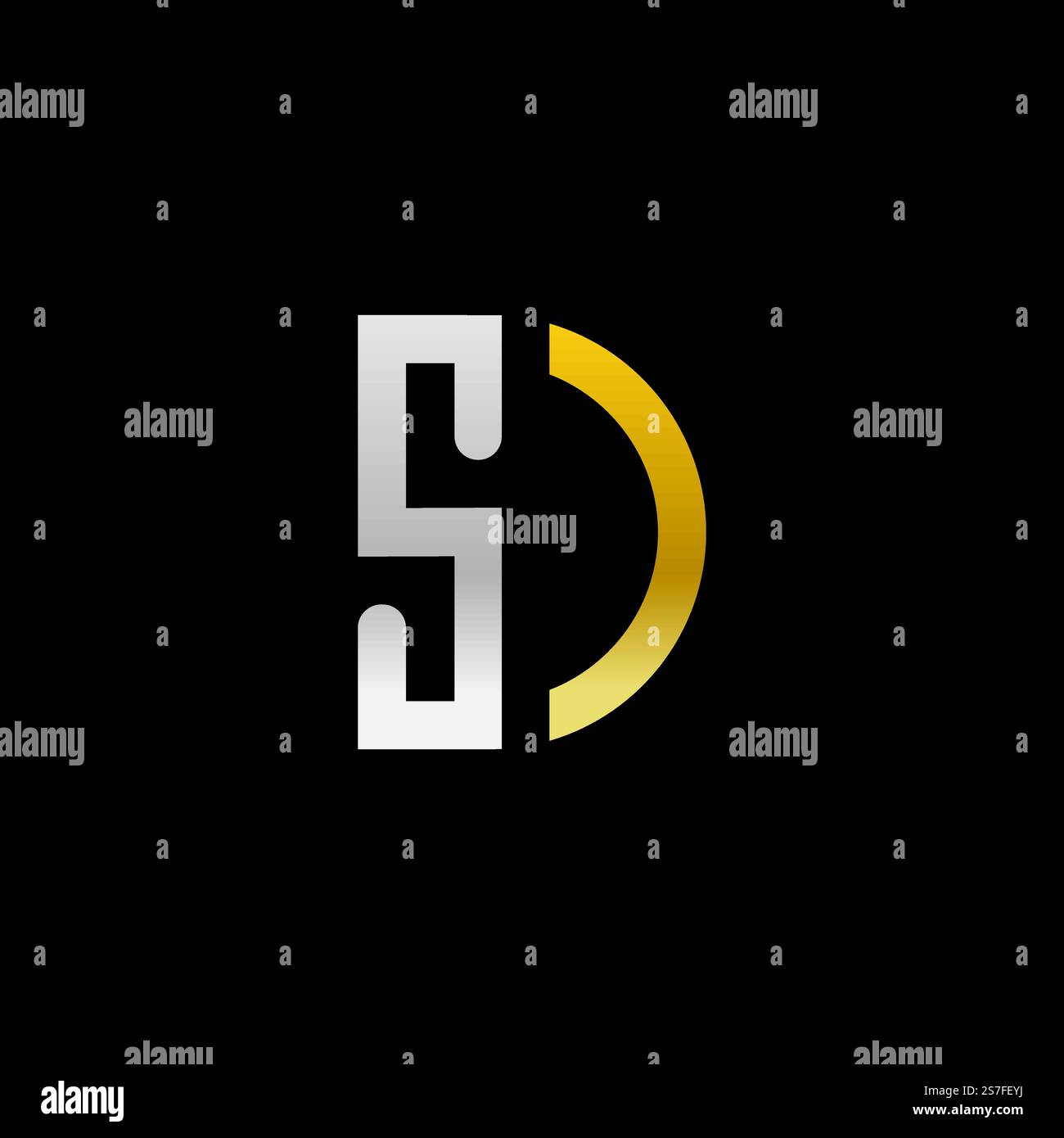 Buchstabenmonogramm-Logo DS, SD, S und D, elegantes und professionelles Buchstabendesign auf schwarzem Hintergrund. Stock Vektor