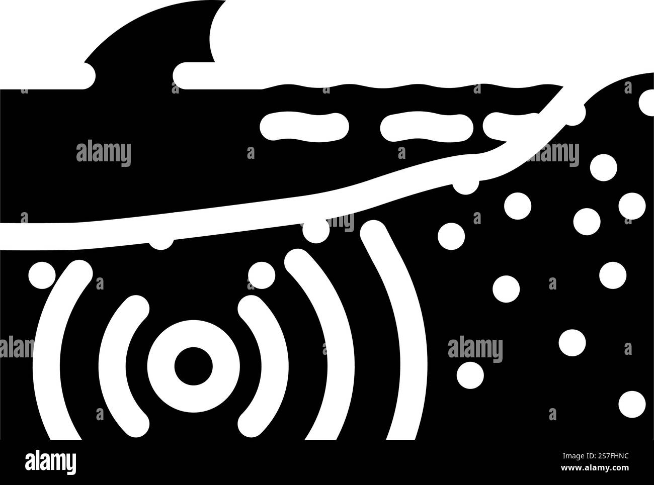 Tsunami Erdbeben Glyphe Symbol Vektor. Tsunami-Erdbeben-Zeichen. Isolierte Symboldarstellung. Tsunami Erdbeben Glyphe Symbol Vektor Illustration Stock Vektor