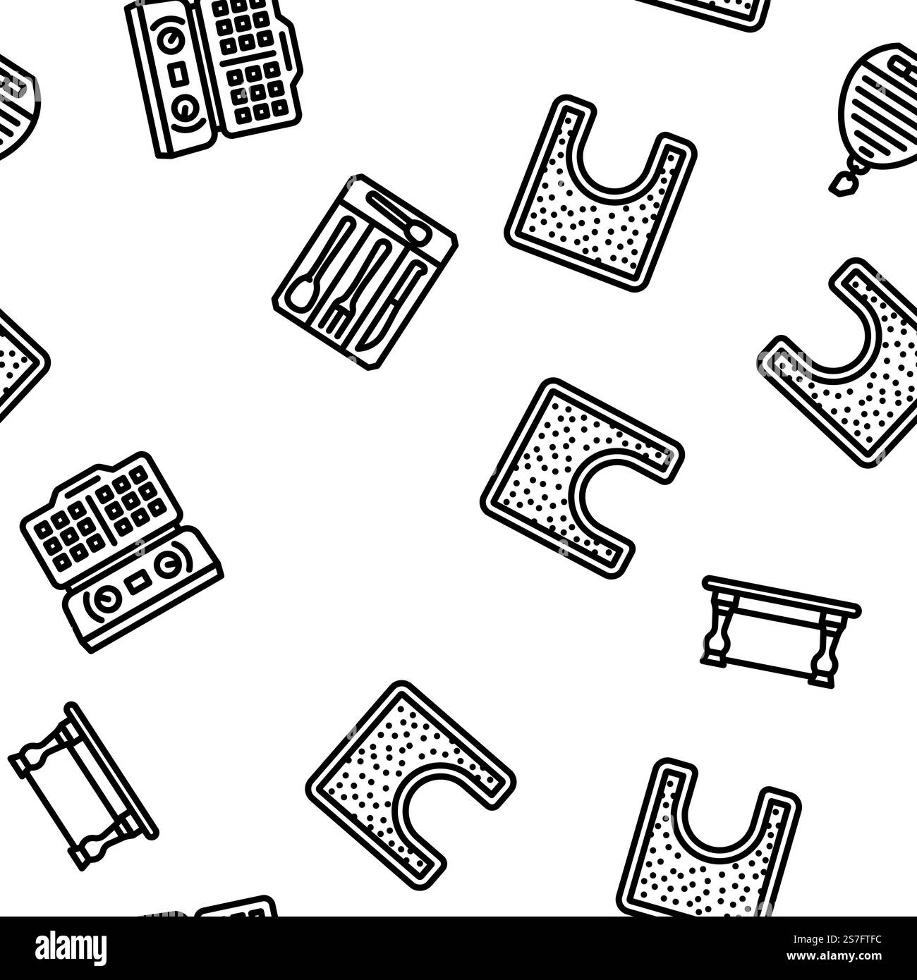 Haus Innenhaus Design Vektor nahtlose Muster dünne Linie Illustration. Zuhause Innenraum Haus Design Vektor nahtlose Muster Stock Vektor