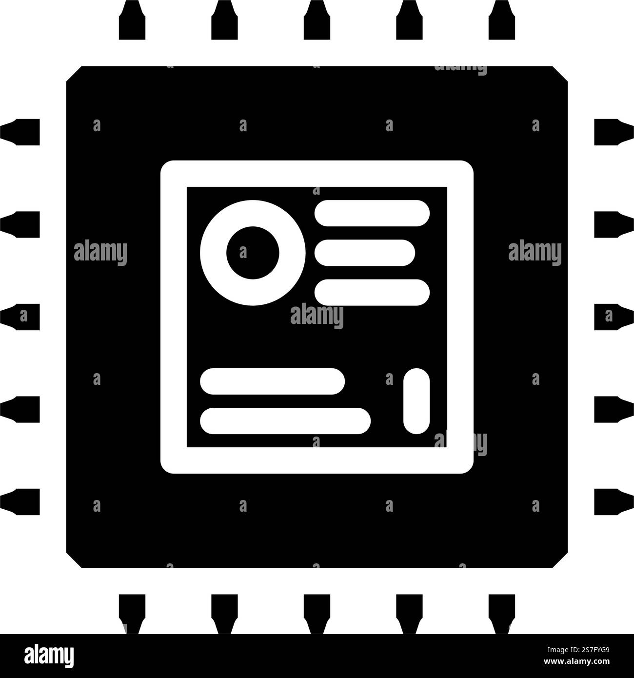 Mikrocontroller elektronische Komponente Glyphe Symbolvektor. Mikrocontroller elektronisches Bauteilschild. Isolierte Symboldarstellung. Mikrocontroller elektronische Komponente Glyphe Symbol Vektor-Illustration Stock Vektor