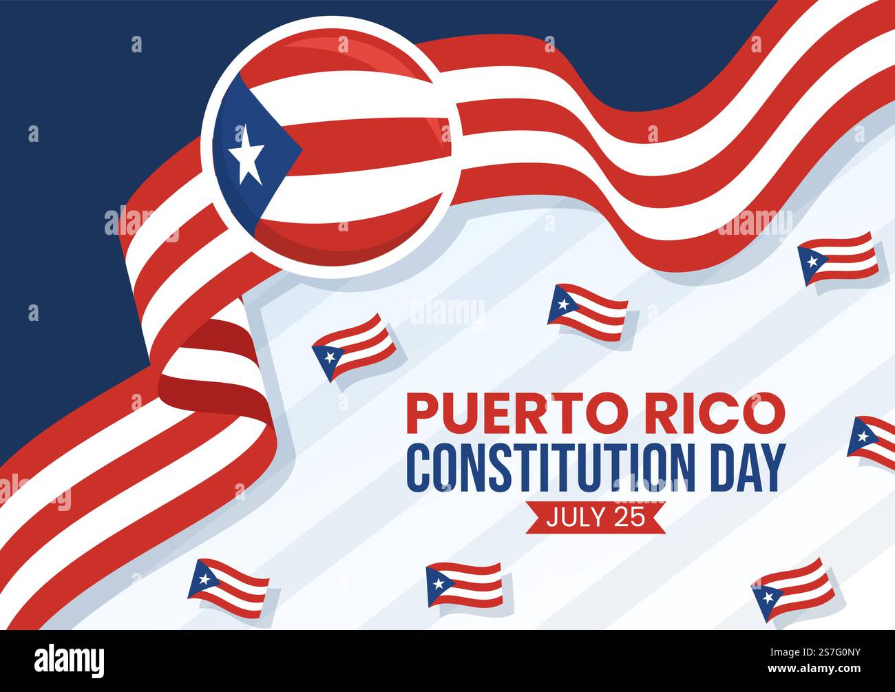 Happy Puerto Rico Constitution Day Vector Illustration with Waving Flag in Flat Cartoon Hand Drawn for Landing Page Background Templates Stock Vektor