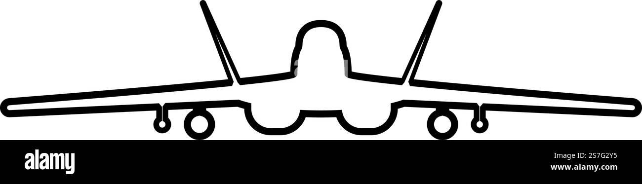 Jet Fighter Kampfflugzeug Moderne Kampfflugzeuge Kontur Umrisslinie Symbol schwarze Farbe Vektor Illustration Bild dünn flach Stil einfach. Jet Fighter Kampfflugzeug Moderne Kampfluftfahrt Kampfflugzeug Militärflugzeug Luftwaffe Kontur Umrisslinie Symbol schwarze Farbe Vektor Illustration Bild dünn flach Stil Stock Vektor