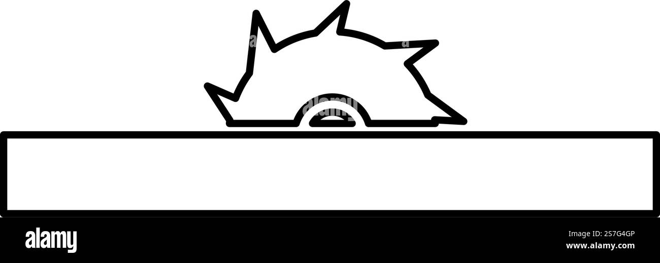 Kreissäge Tisch Rad Blatt Zimmerei Werkstatt Konzept Kontur Umrisslinie Symbol schwarze Farbe Vektor Illustration Bild dünn flach Stil einfach. Kreissäge Tisch Rad Blatt Zimmerei Werkstatt Konzept Kontur Umrisslinie Symbol schwarze Farbe Vektor Illustration Bild dünne flache Art Stock Vektor