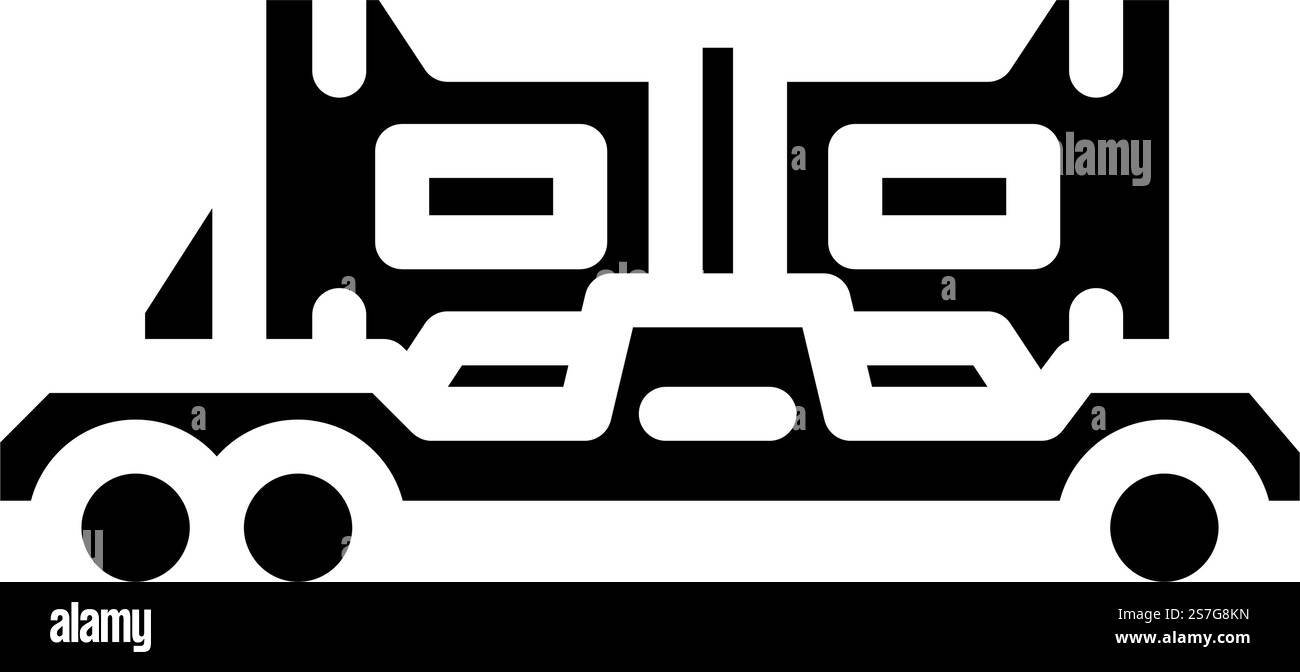 Atommüll Transport Energie Glyphe Symbol Vektor. Energiezeichen für den Transport von nuklearen Abfällen. Isolierte Symboldarstellung. Atommüll Transport Energie Glyphe Symbol Vektor Illustration Stock Vektor