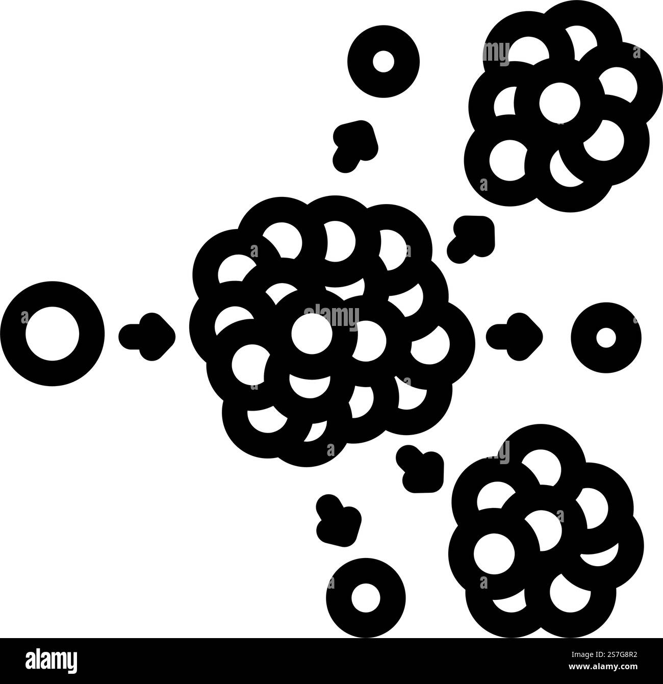Kernspaltung - Energielinien - Symbolvektor. Kernspaltungs-Energiezeichen. Schwarze Abbildung des isolierten Kontursymbols. Kernspaltungs-Energielinien-Symbol-Vektorillustration Stock Vektor