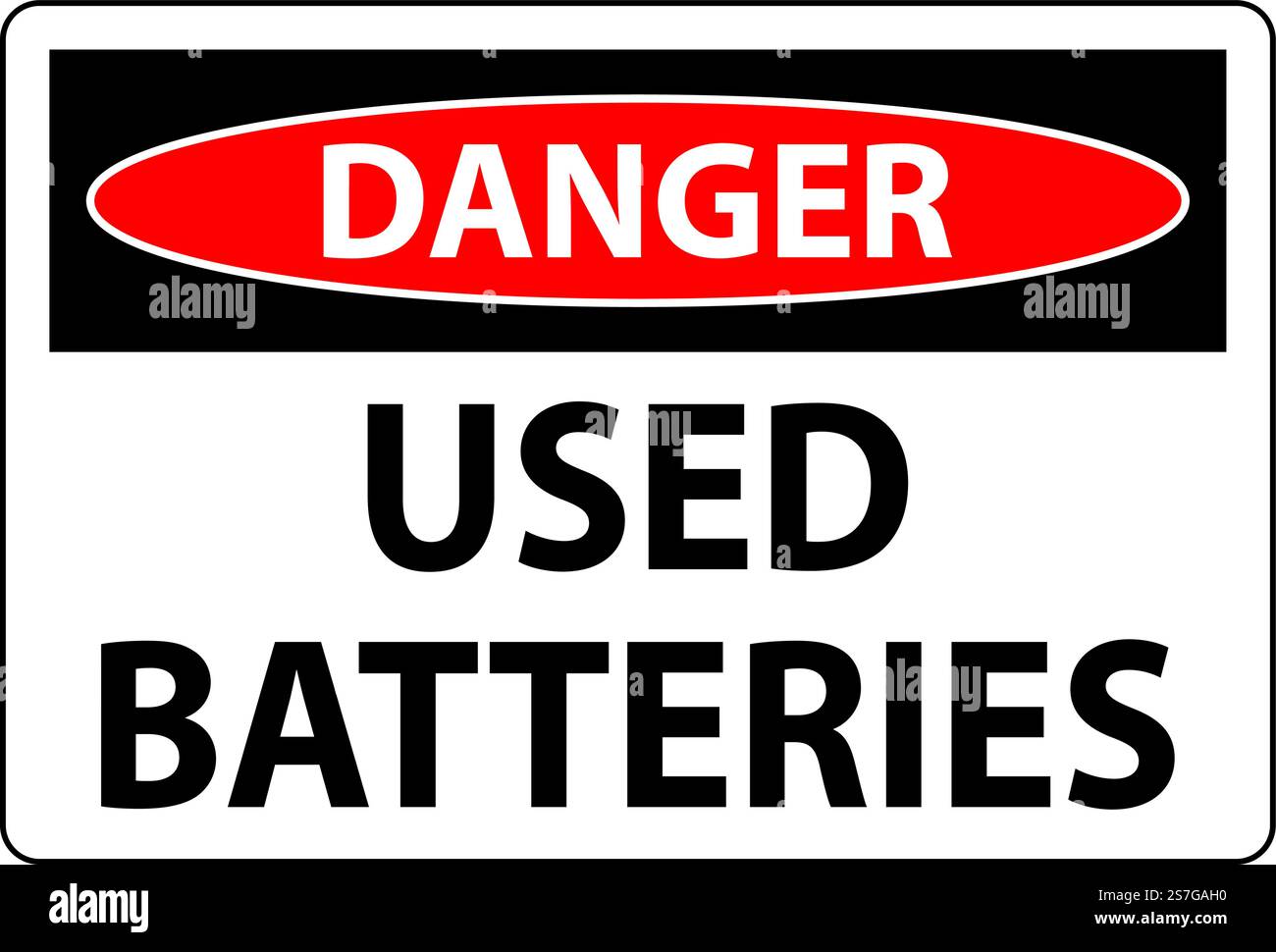 Gefahrenschild Gebrauchte Batterien Auf Weißem Hintergrund Stock Vektor