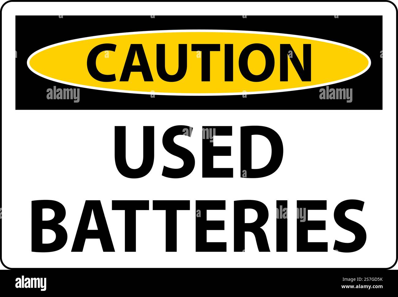 Warnschild „Alte Batterien“ Auf Weißem Hintergrund Stock Vektor