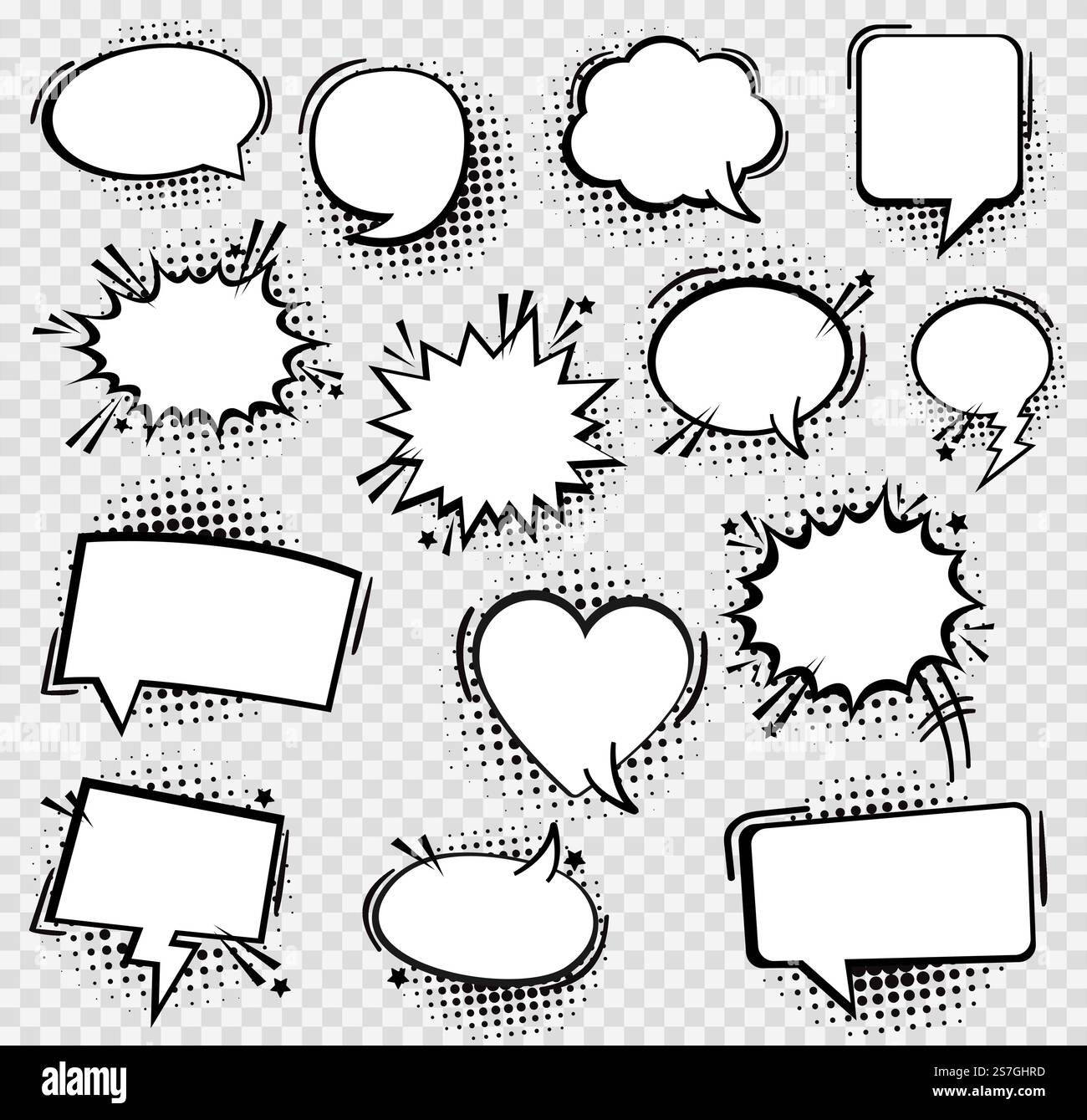 Setzen Sie die Sprechblase für Comic-Texte im Pop-Art-Stil. Vektorgrafiken Stock Vektor