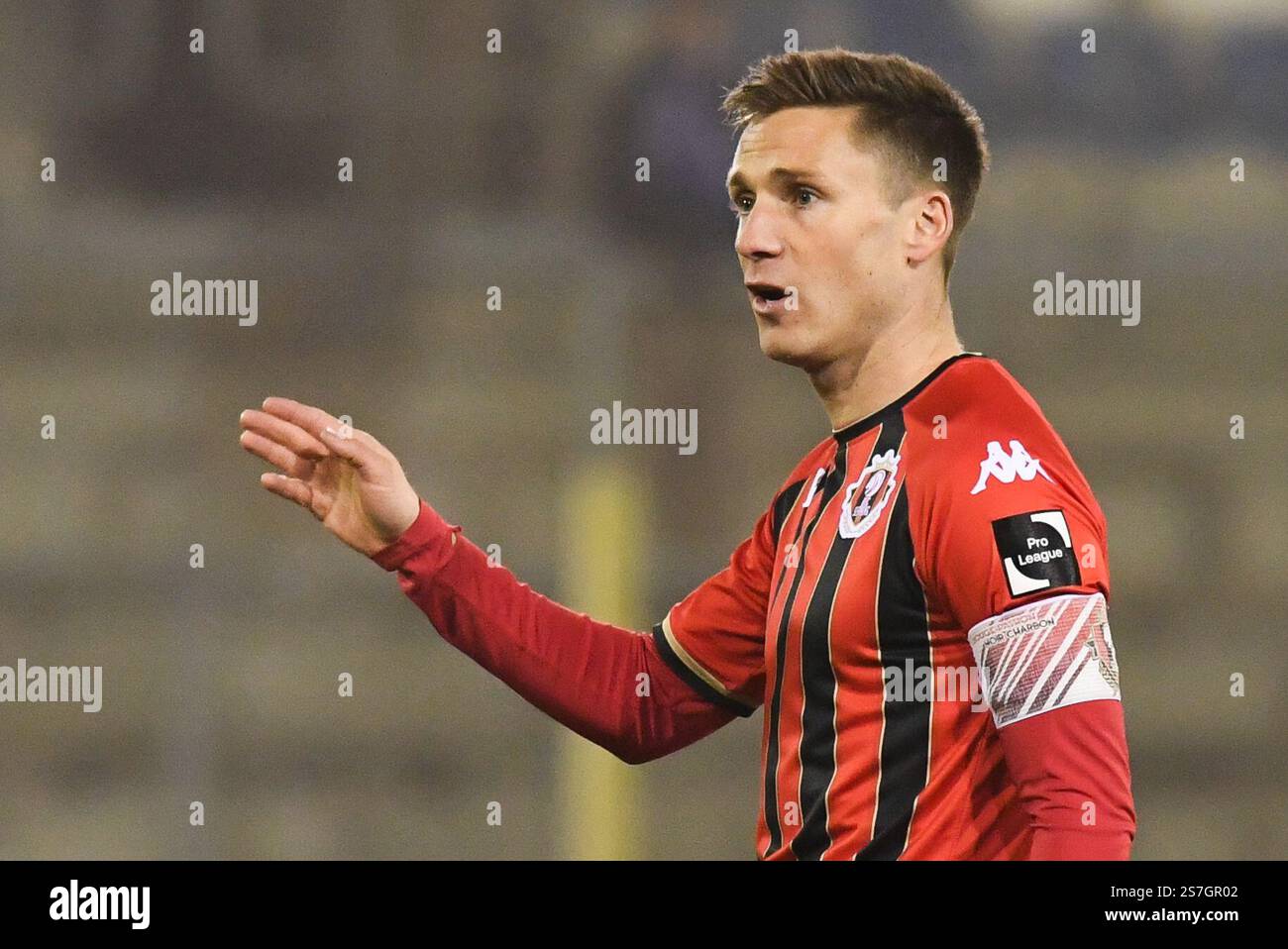 Geel, Belgien. Januar 2025. Nils Schouterden von Seraing wurde während eines Fußballspiels zwischen Jong Genk und RFC Seraing am Sonntag, den 19. Januar 2025 in Geel, am 18. Tag der Saison 2024-2025 der zweiten Liga der Challenger Pro League der belgischen Meisterschaft, dargestellt. BELGA FOTO JILL DELSAUX Credit: Belga News Agency/Alamy Live News Stockfoto