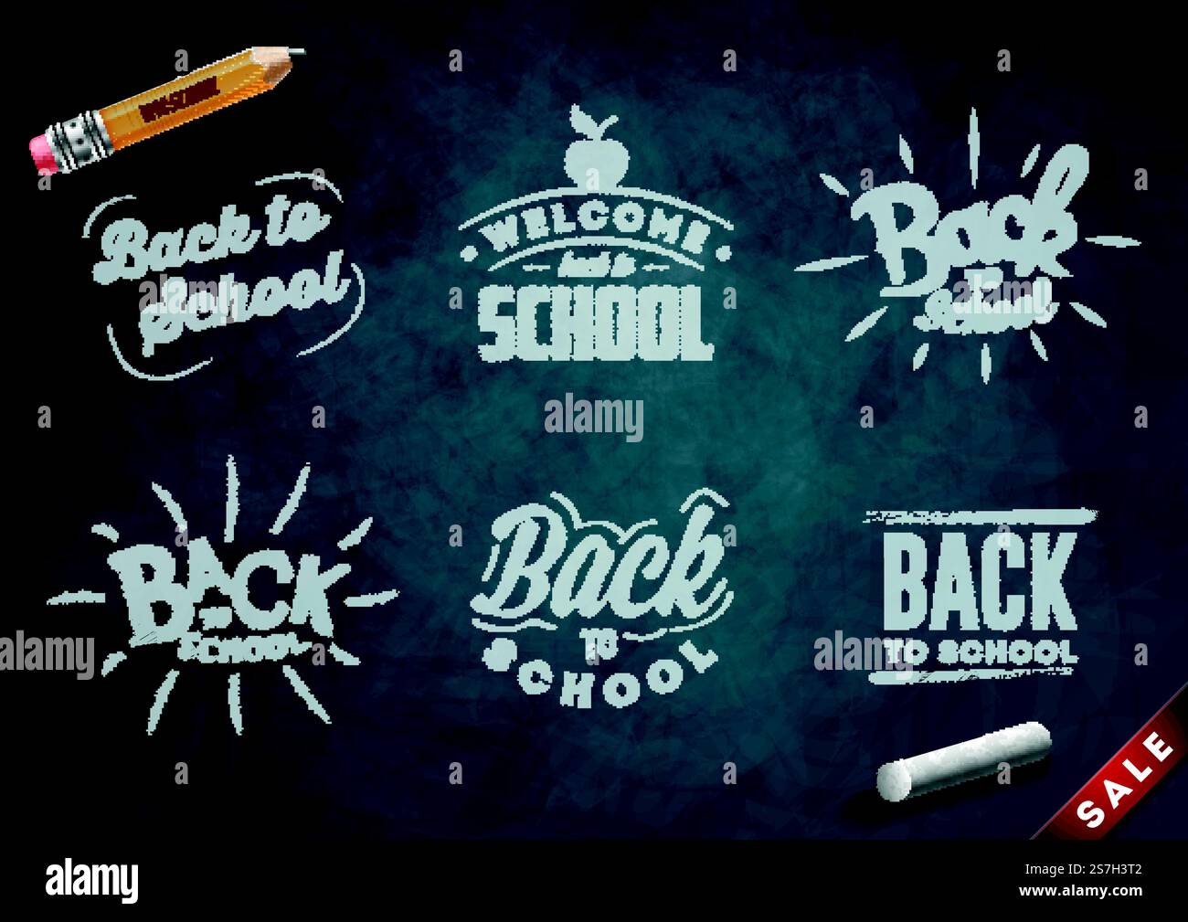 Banner für die Schule. Hintergrund des Schwarzen Bretts. Vektordarstellung. Stock Vektor