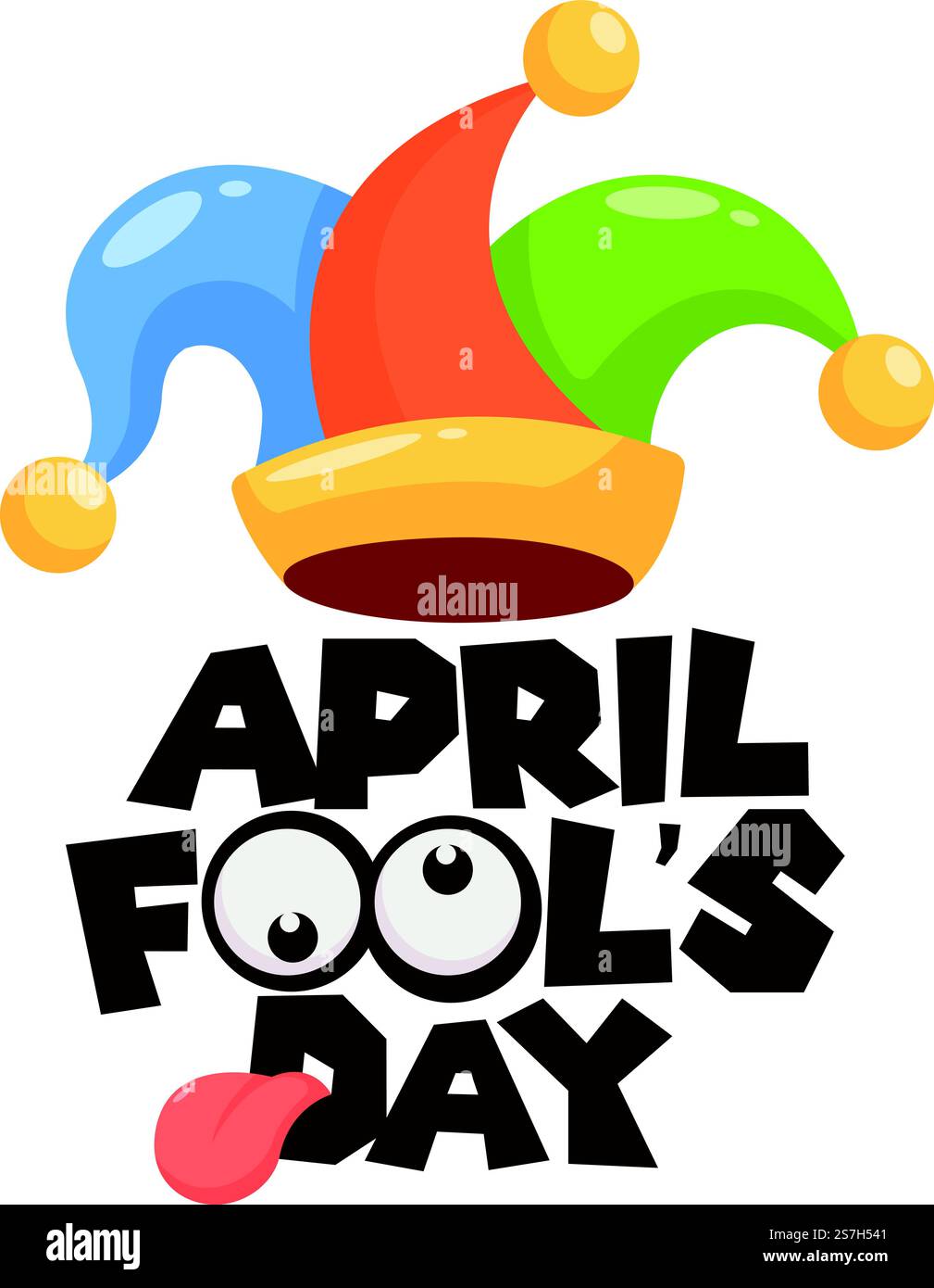 April-Fool&rsquo;s Day. Zeichentrickstil. Flache Vektorabbildung. Stock Vektor