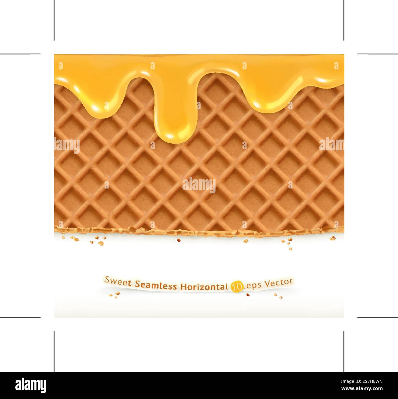 Waffeln und Honig, horizontale Vektor nahtlose Muster Stock Vektor