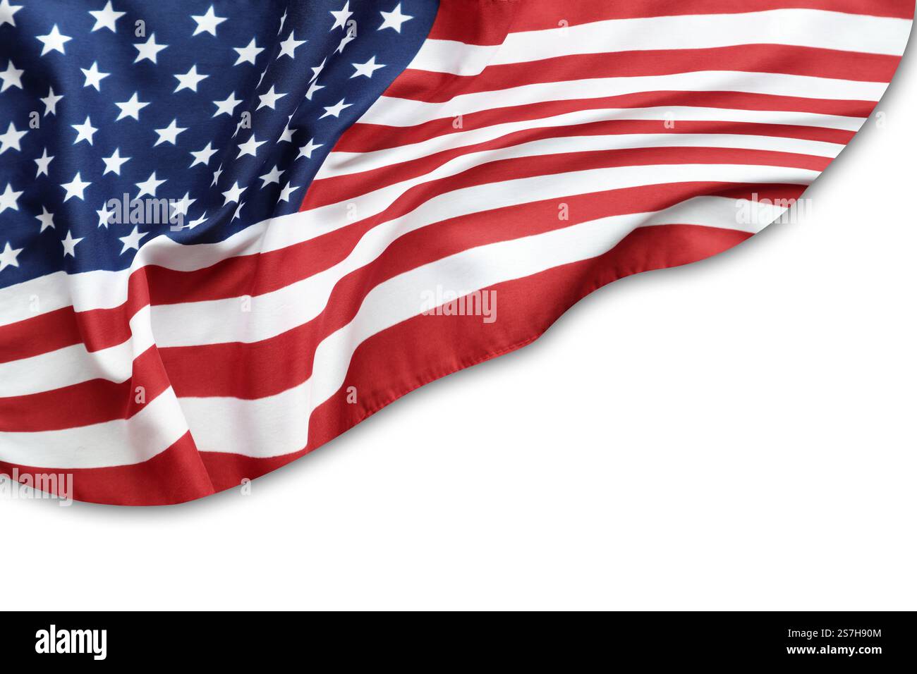 Nahaufnahme der amerikanischen Flagge auf einfarbigen Hintergrund Stockfoto
