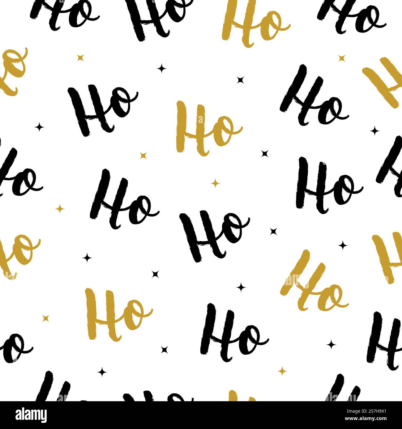 Ho Ho Ho Weihnachtsvektor goldene Grußkarte Schriftzug nähert den Hintergrund des Musters Stock Vektor