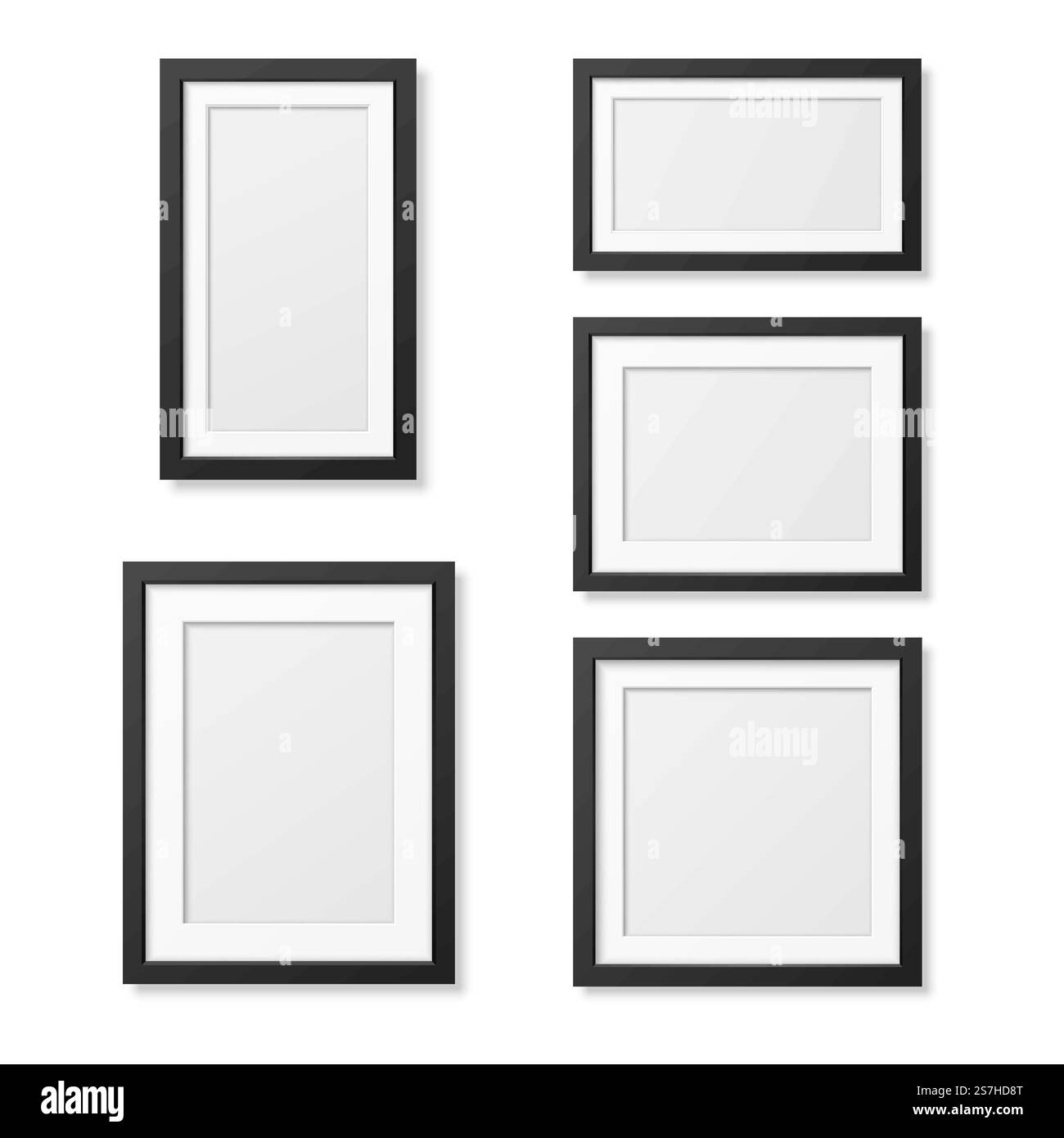 Realistische Vorlagen für leere Bildrahmen isoliert auf weißem Hintergrund. Vektor-EPS10-Abbildung... Realistische Vorlagen für leere Bildrahmen isoliert auf weißem Hintergrund. Stock Vektor
