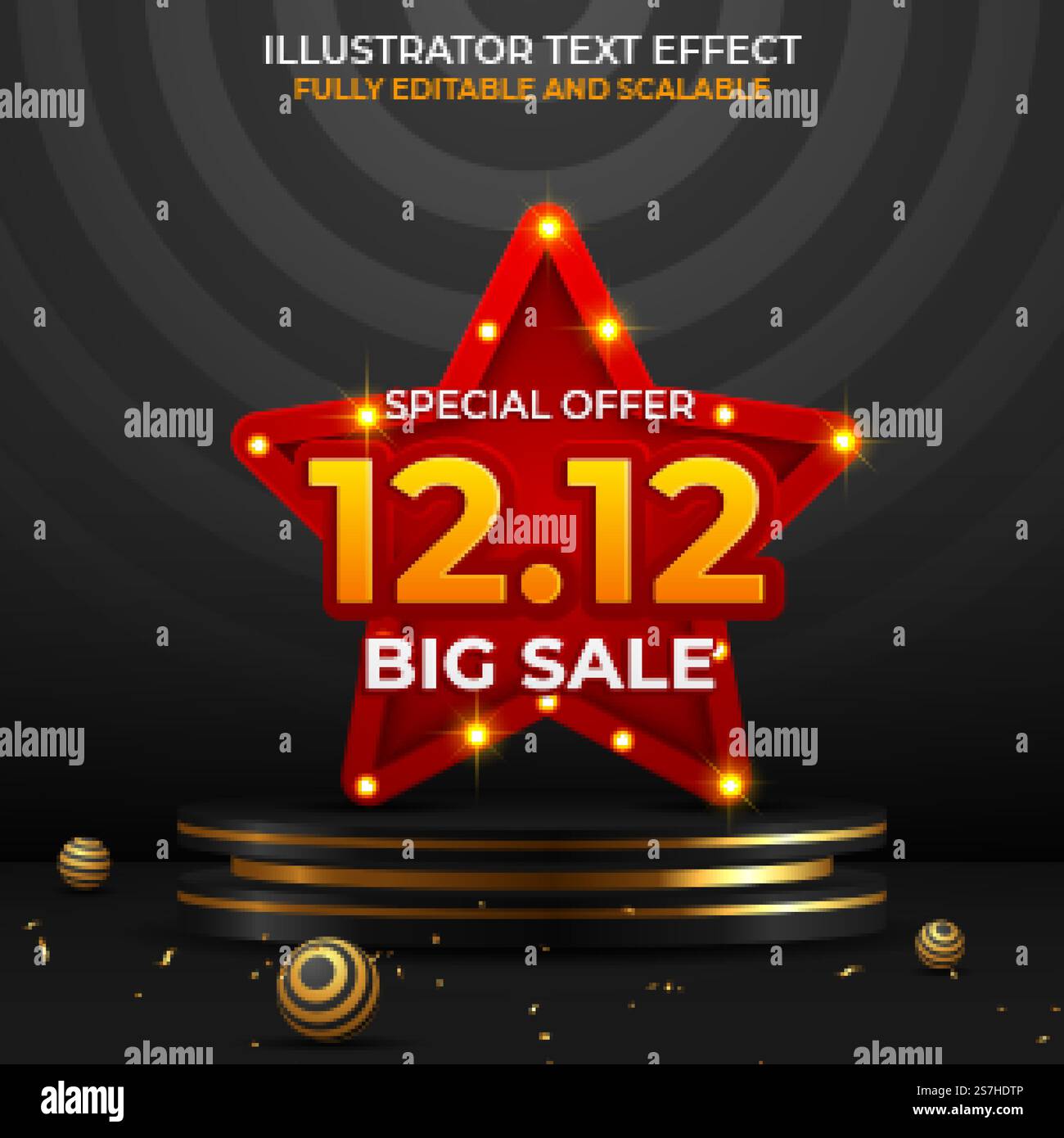12,12 Banner mit goldenen Konfetti Stock Vektor