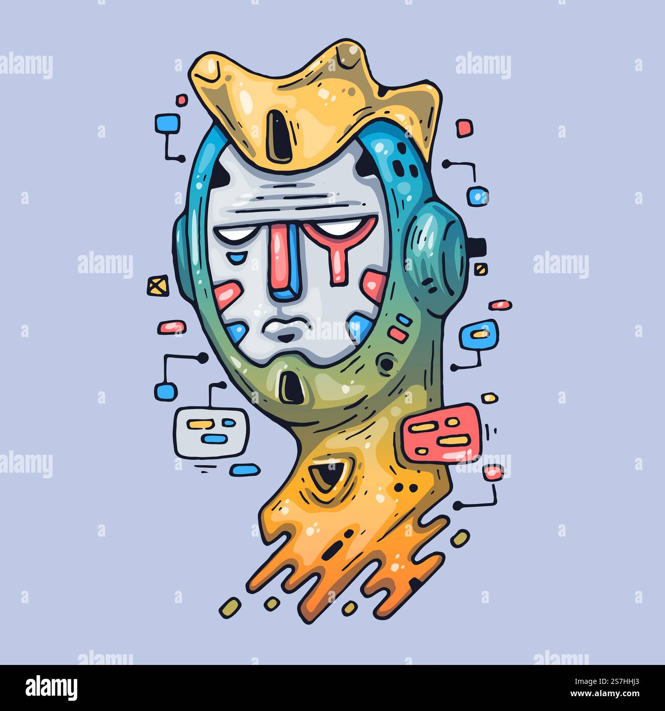 Illustration Des Kreativen Vektors. Zeichentrickkunst für Web und Print... Der Kopf des Roboters. Illustration Des Kreativen Vektors. Zeichentrickkunst für Web und Print. Stock Vektor