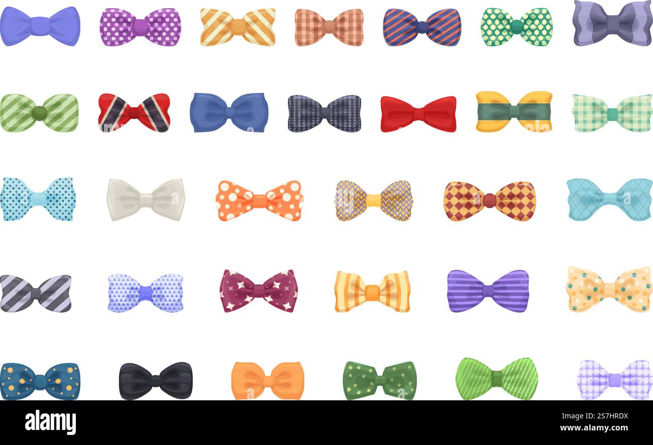 Fliegenkrawatte Icons Set Cartoon Vektor. Anzug Kleid. Fliege. Fliegenkrawatte Icons Set Cartoon Vektor. Anzug Kleid Stock Vektor