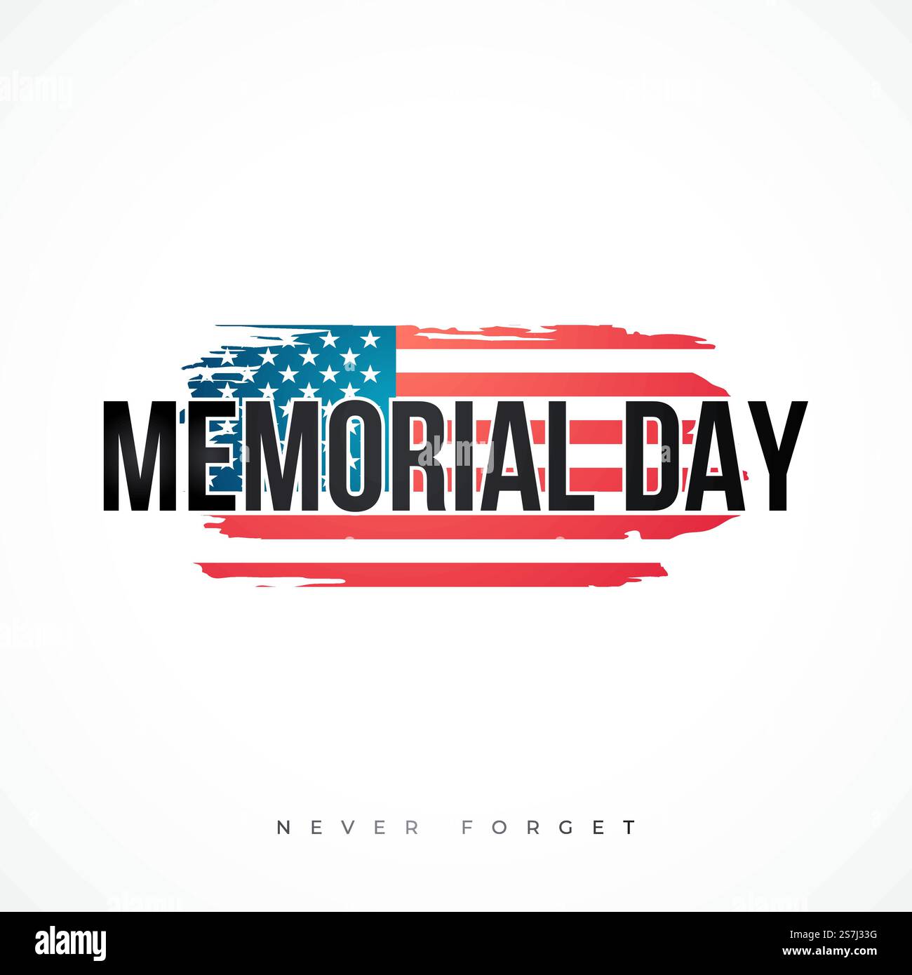 Memorial Day, amerikanischer Nationalfeiertag. Festliches Poster oder Banner mit amerikanischer Flagge und Text „Memorial Day“, vergessen Sie das nie. Vektordarstellung. Stock Vektor