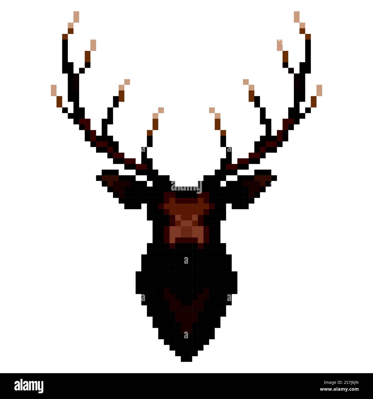 Hirschporträt im Pixel-Art-Stil. Vektordarstellung. Stock Vektor