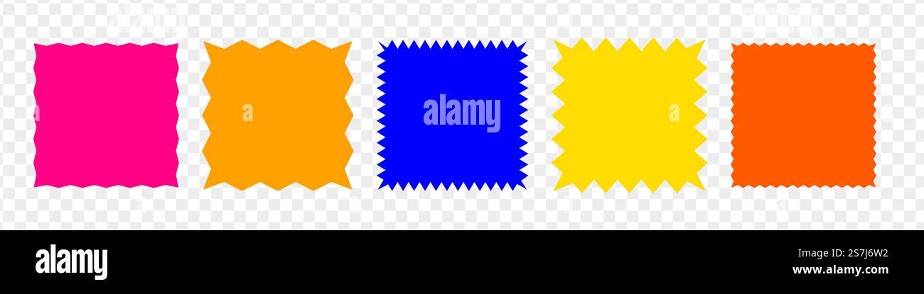 Gezackter Aufkleber oder Stempelsatz mit welligen Kanten Stock Vektor