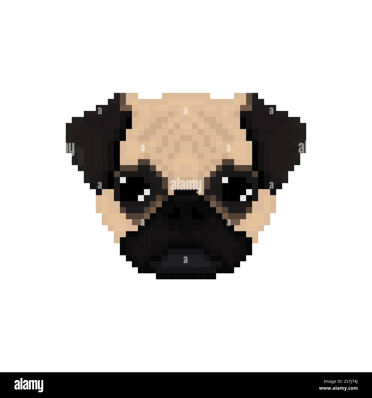 Mopp den Hundekopf im Pixel Art-Stil. Vektorgrafik. Stock Vektor