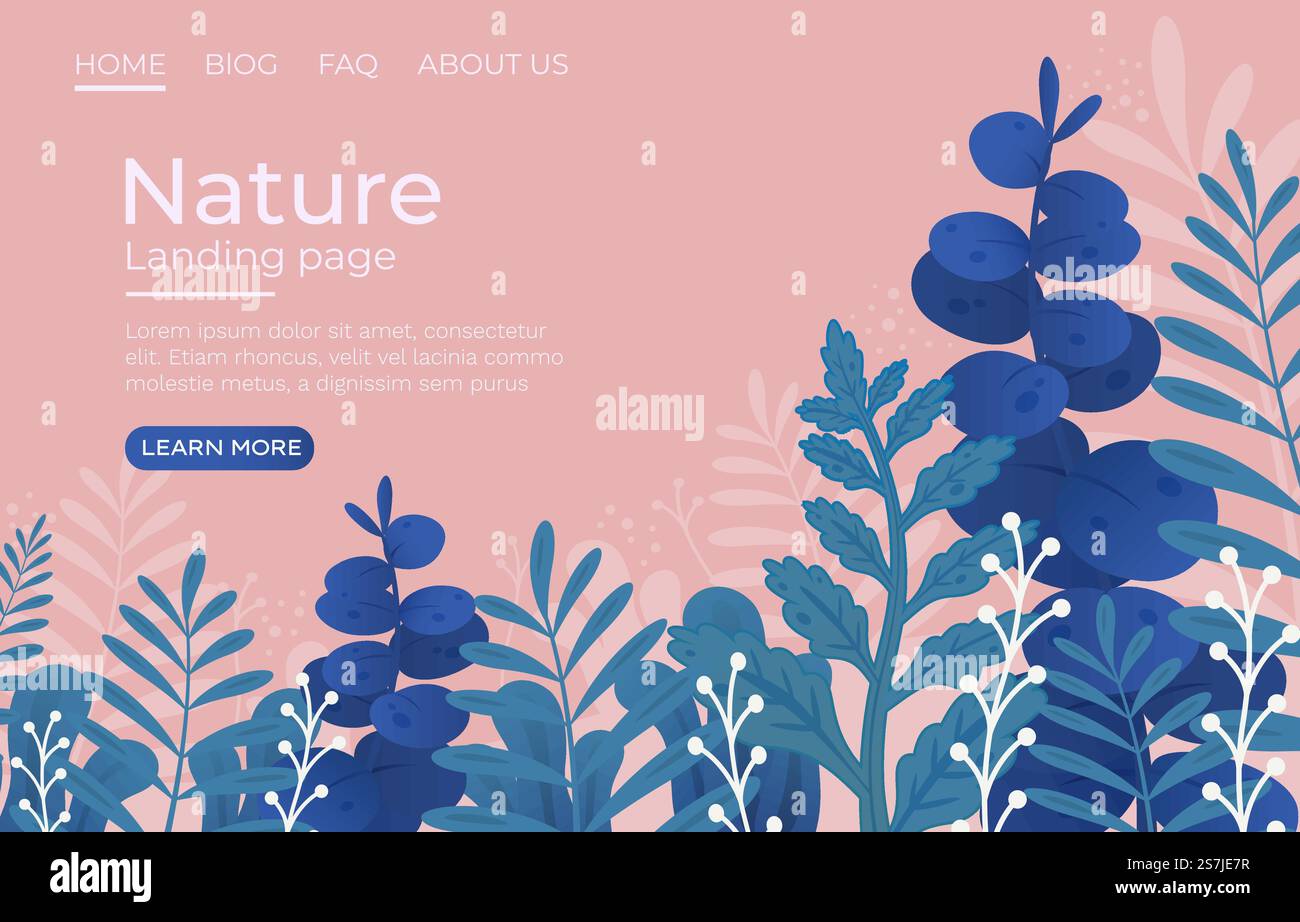 Vegetation der tropischen Wälder der Natur, Landing Page. Vektorabbildung. Vegetation der tropischen Wälder der Natur, Landing Page. Vektor Stock Vektor