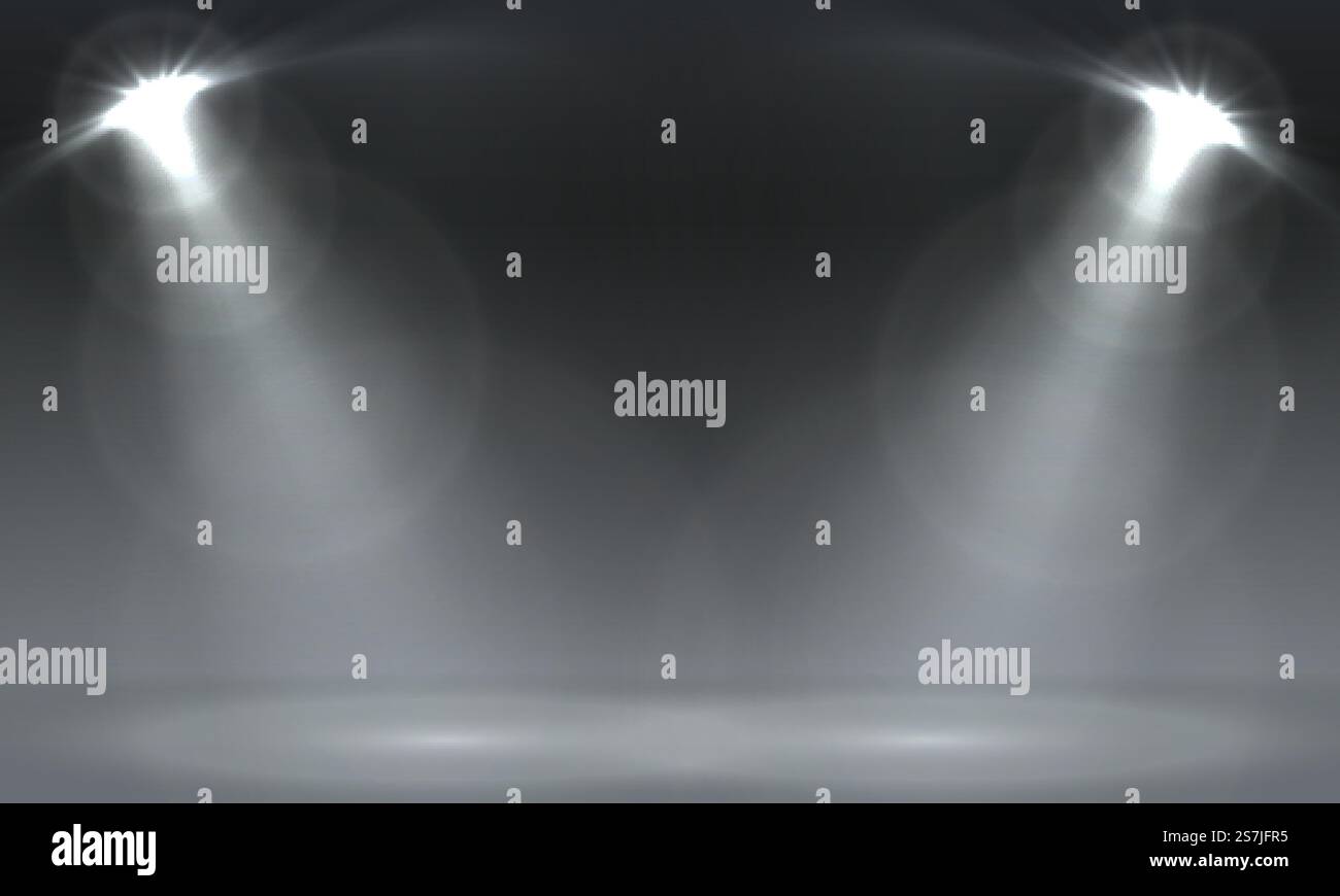 Spotlights machen Lichteffekte. Lichtvektor des Bühnenlichts. Vektordarstellung Stock Vektor