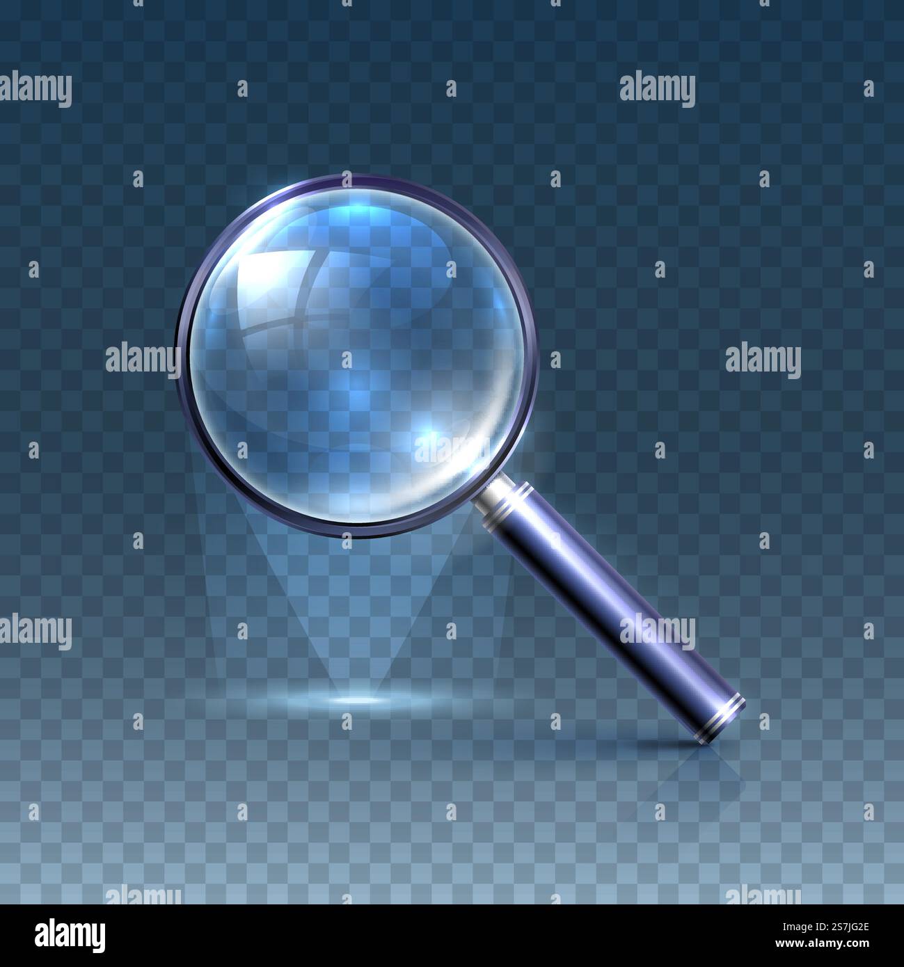 Lupe Art Blau auf transparentem Hintergrund. Vektordarstellung Stock Vektor