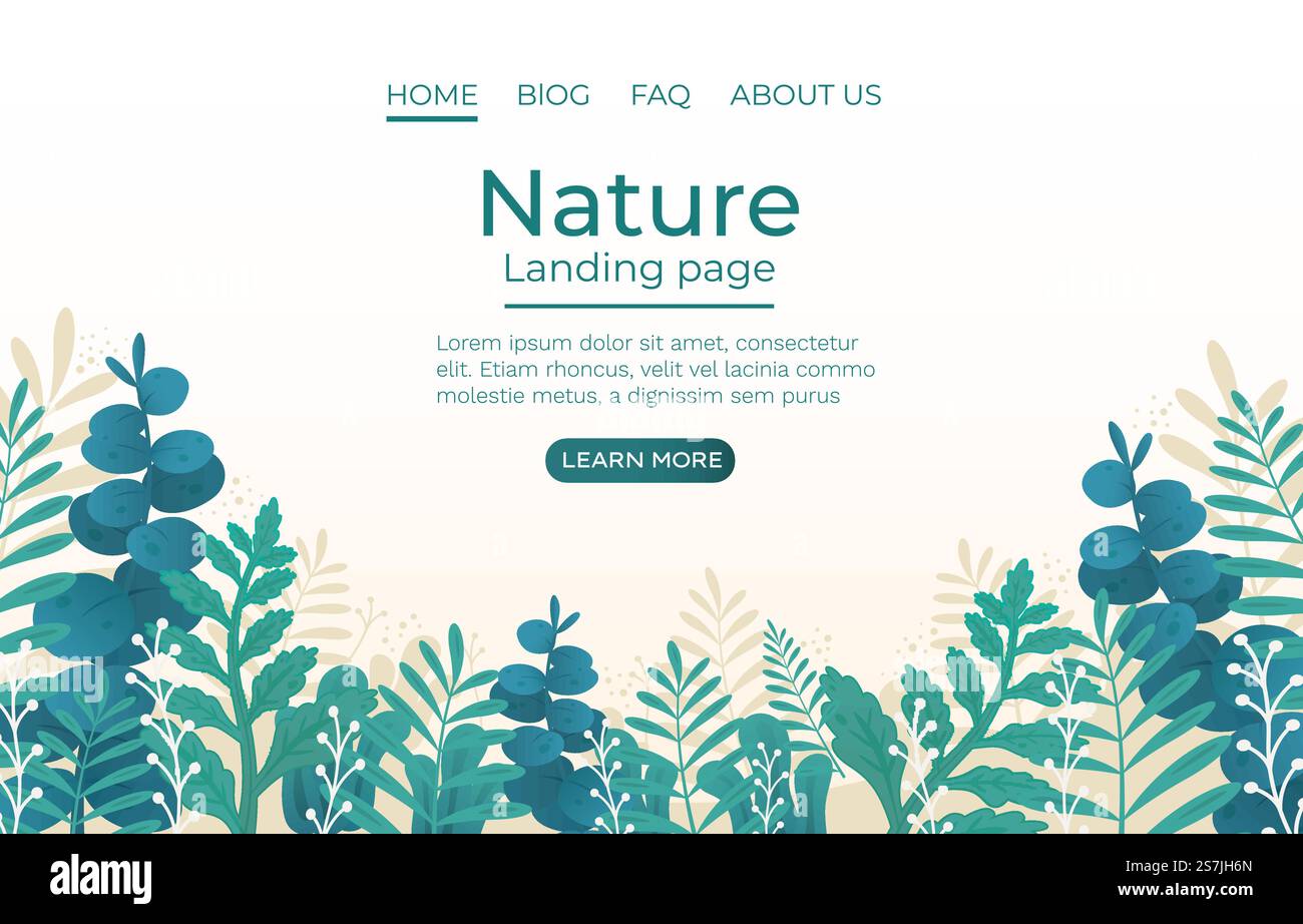 Vegetation der tropischen Wälder der Natur, Landing Page. Vektorabbildung. Vegetation der tropischen Wälder der Natur, Landing Page. Vektor Stock Vektor