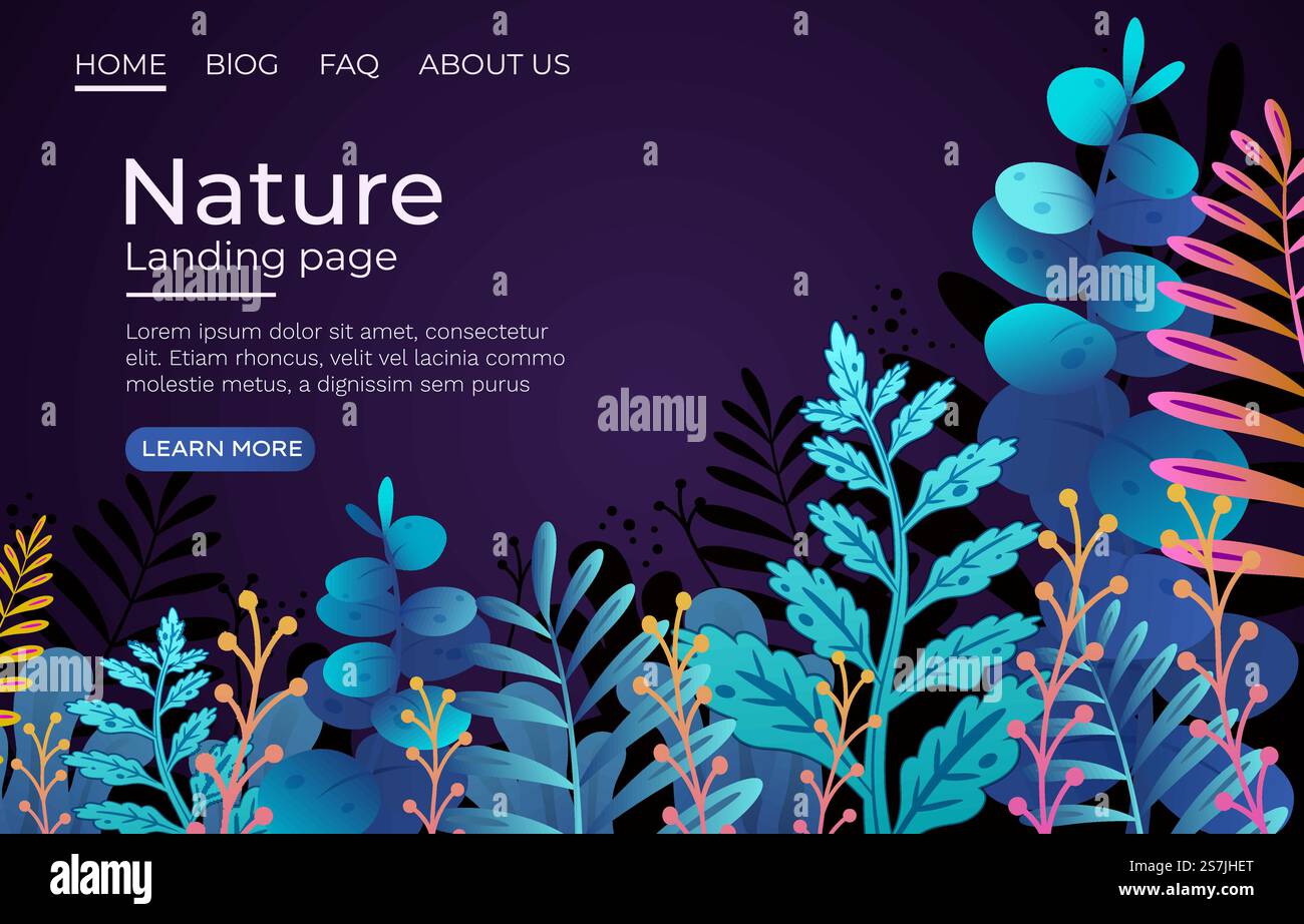 Vegetation der tropischen Wälder der Natur, Landing Page. Vektorabbildung. Vegetation der tropischen Wälder der Natur, Landing Page. Vektor Stock Vektor