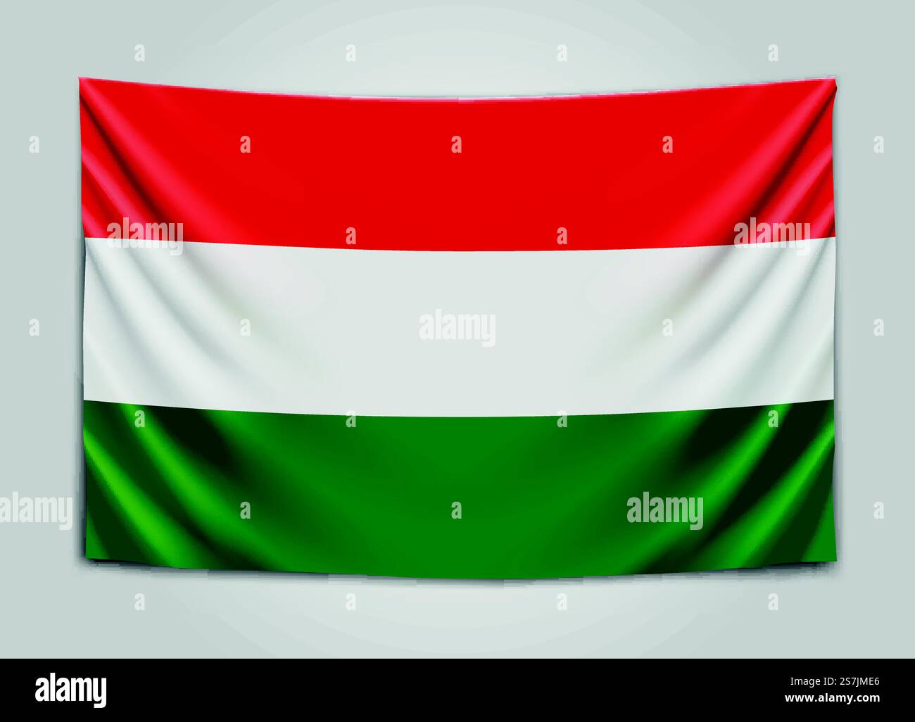 Hängende Flagge Ungarns. Ungarn. Konzept der ungarischen Nationalflagge. Vektorabbildung... Hängende Flagge Ungarns. Ungarn. Konzept der ungarischen Nationalflagge. Stock Vektor