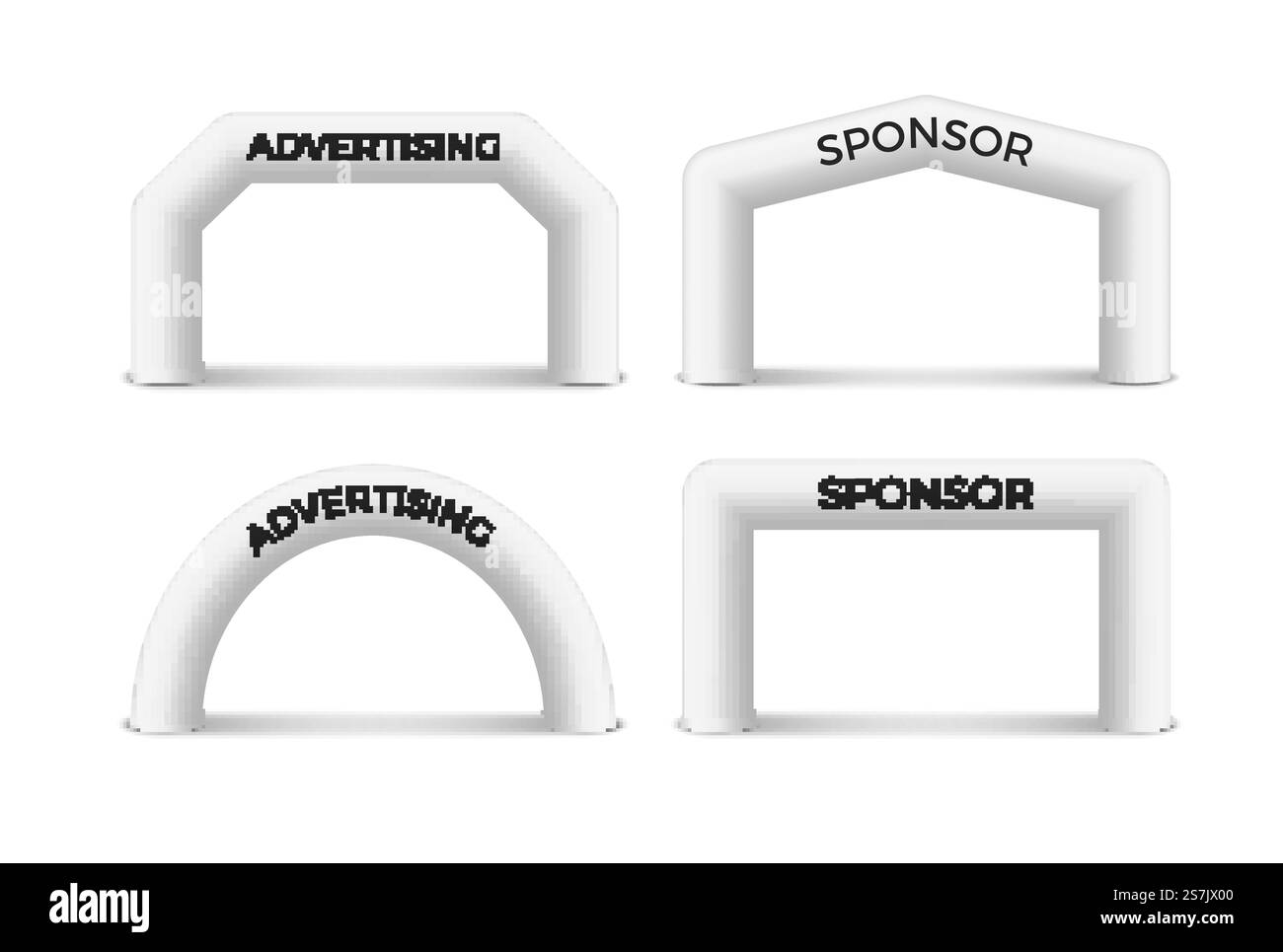 Aufblasbares Bogensponsor-Ballonbanner. Marathon Start Ende Eingang Veranstaltung Werbung.. Aufblasbares Bogensponsor-Ballonbanner. Werbung für Veranstaltungen mit Beginn des Marathons Stock Vektor