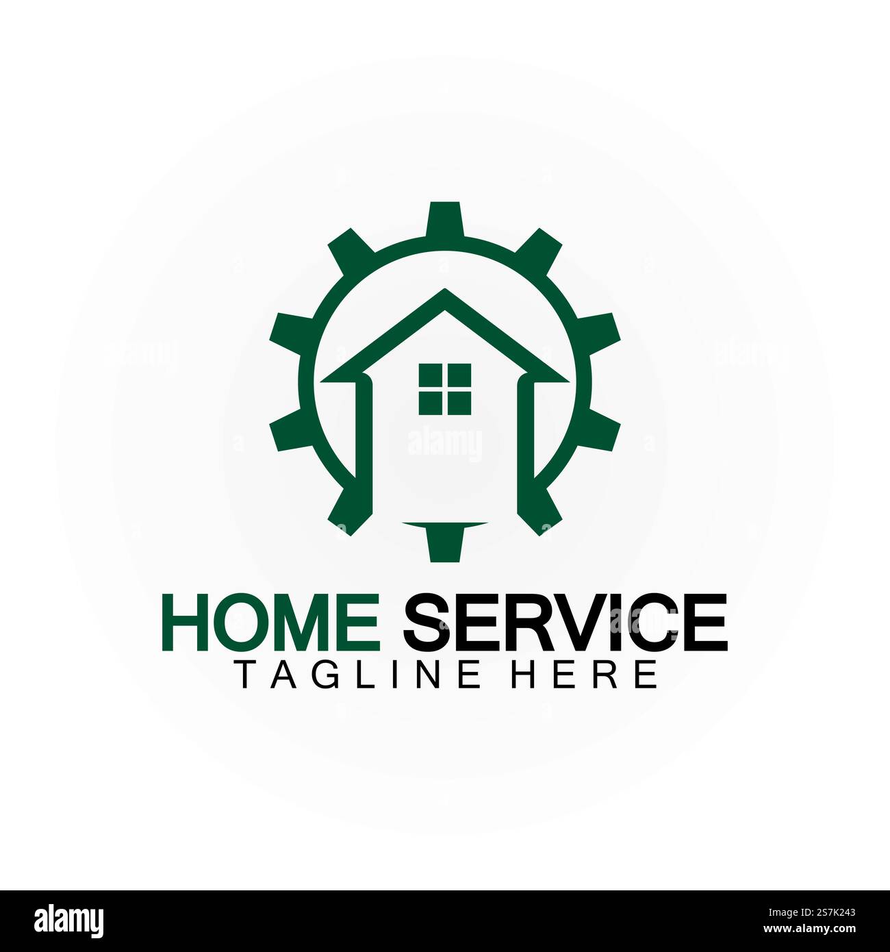 Home Service Logo, Designkonzept Ausrüstung und Heim, geeignet für Renovierungs-, Umbau- und Hauswartungsunternehmen Stock Vektor