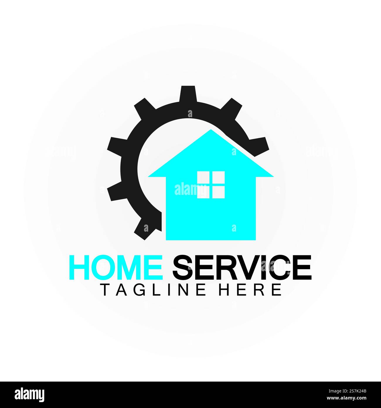 Home Service Logo, Designkonzept Ausrüstung und Heim, geeignet für Renovierungs-, Umbau- und Hauswartungsunternehmen Stock Vektor