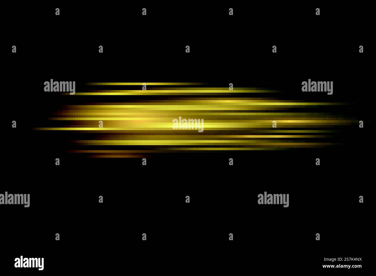Eleganter goldener Lichteffekt. Abstrakte Laserstrahlen des Lichts. Chaotische Neonstrahlen. Goldene Glitzer. Isoliert auf transparentem dunklem Hintergrund. Vektorabbildung. EPS 10 Stock Vektor